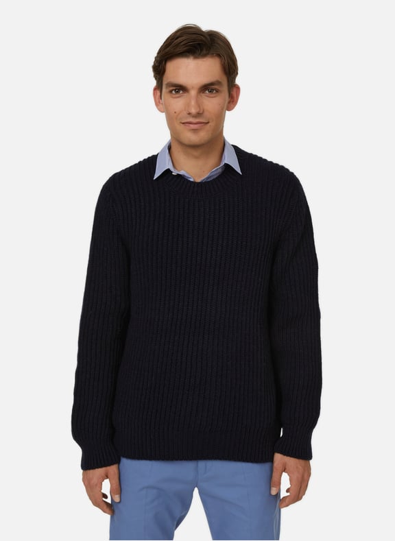Knitted wool-blend jumper Blue by AU PRINTEMPS PARIS AU PRINTEMPS PARIS Knitted wool-blend jumper Blue