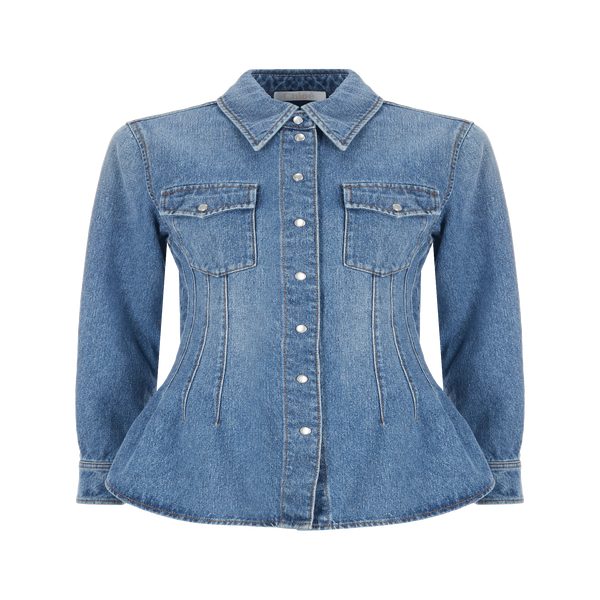 Shop Chloé Fitted Cotton And Hemp Shirt In Blue