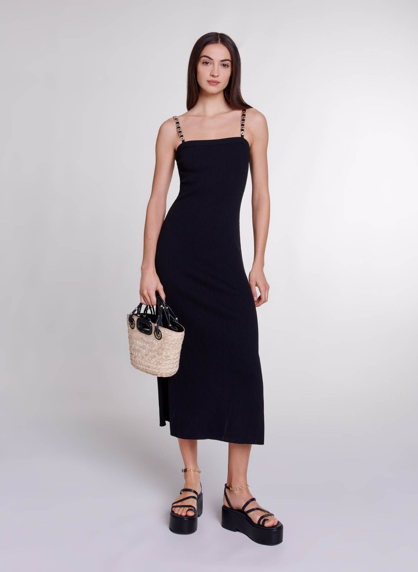 ROBE LONGUE COL CARRé - MAJE pour FEMME | Printemps.com