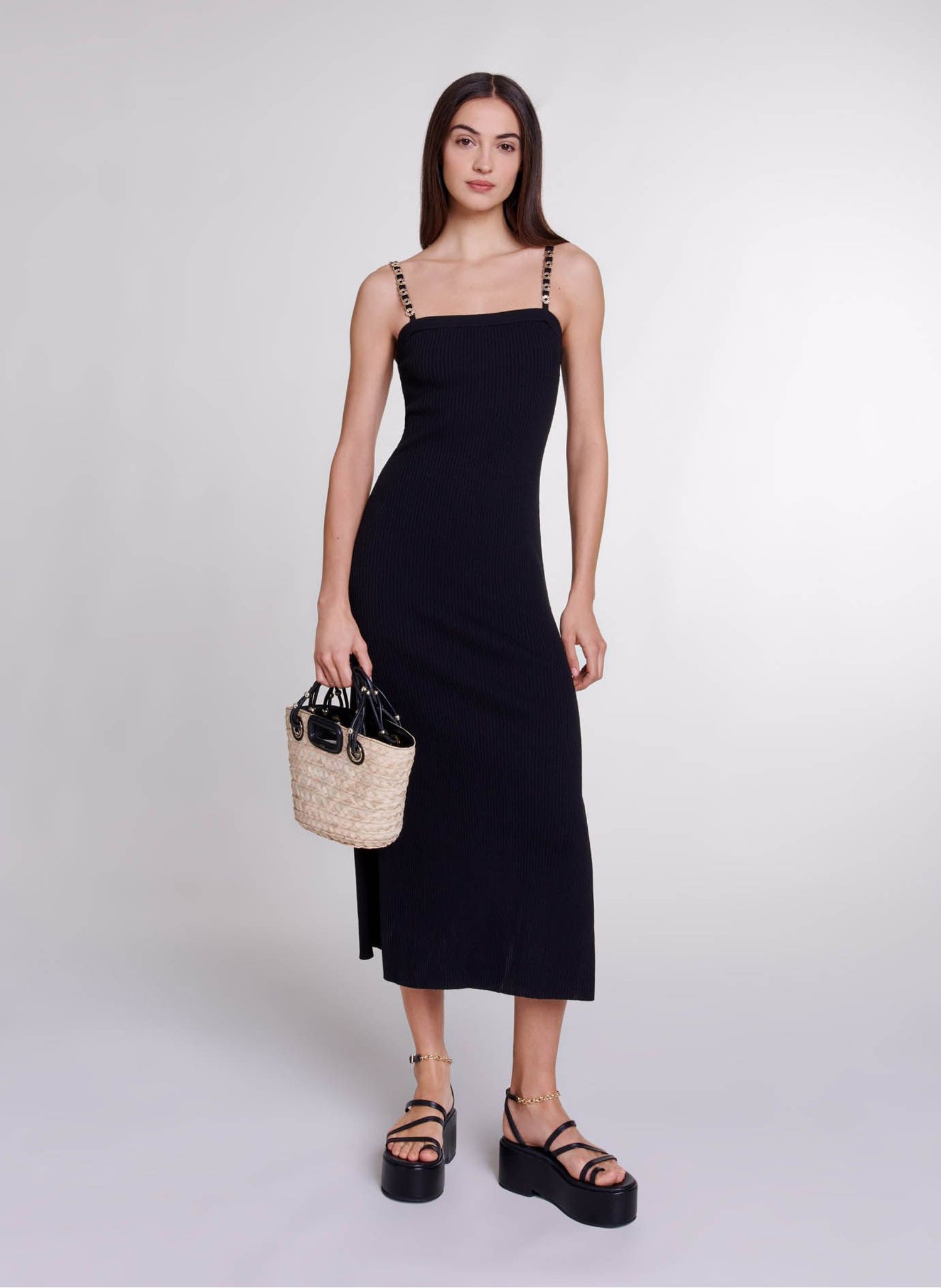 ROBE LONGUE COL CARRé - MAJE pour FEMME | Printemps.com