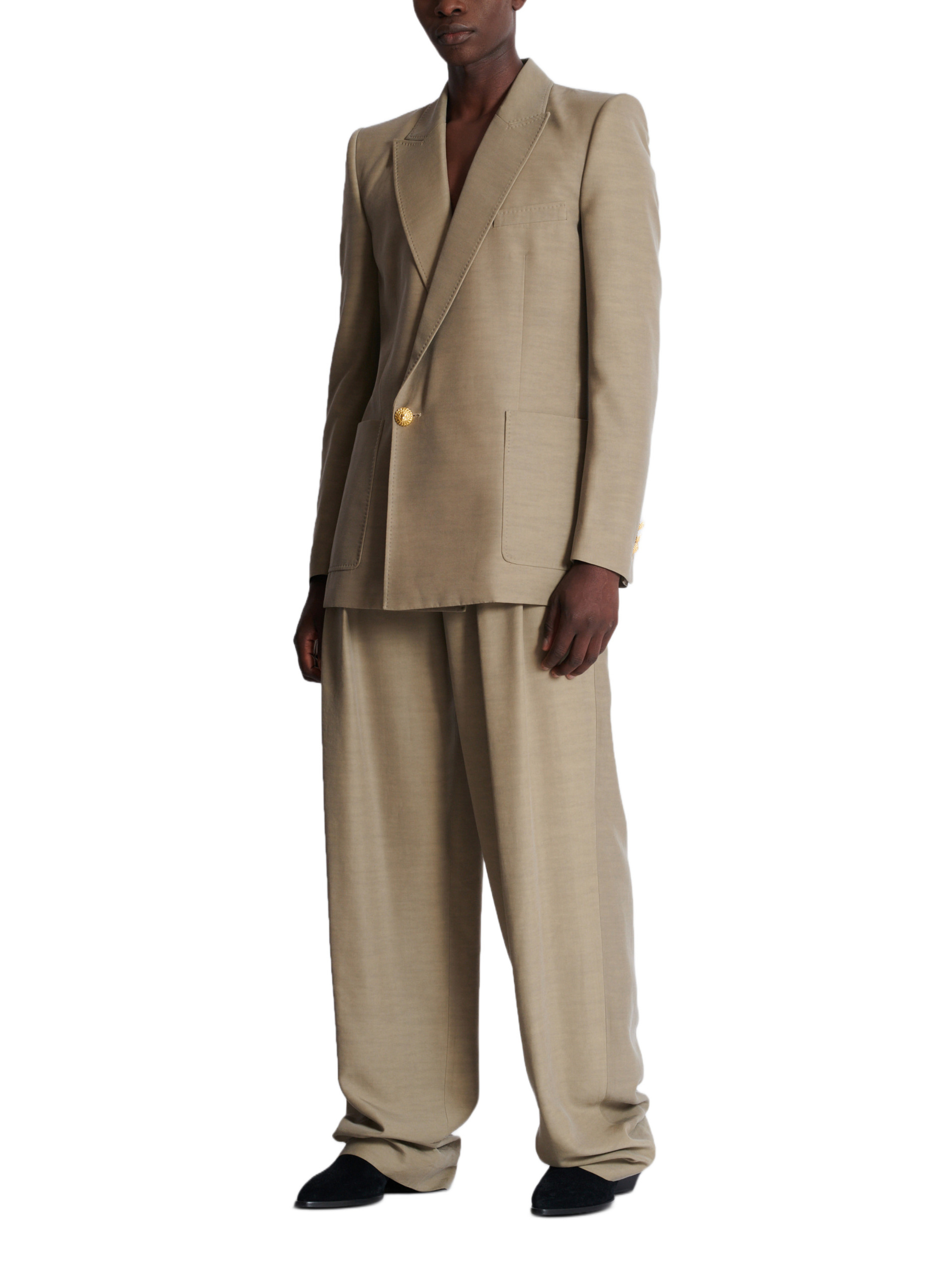 Veste de tailleur 1 bouton en cupro BALMAIN Marron