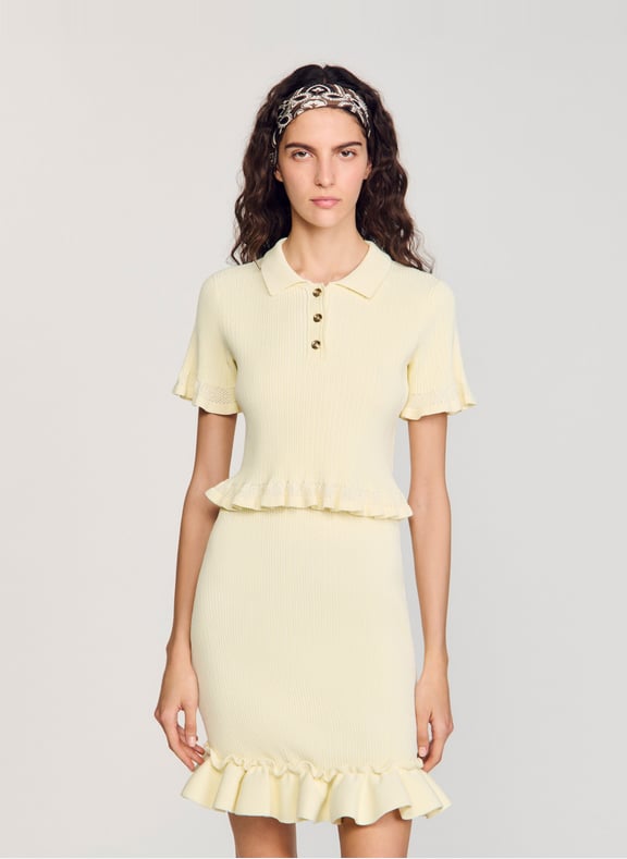 Pull ajusté col classique Jaune by SANDRO SANDRO Pull ajusté col classique Jaune