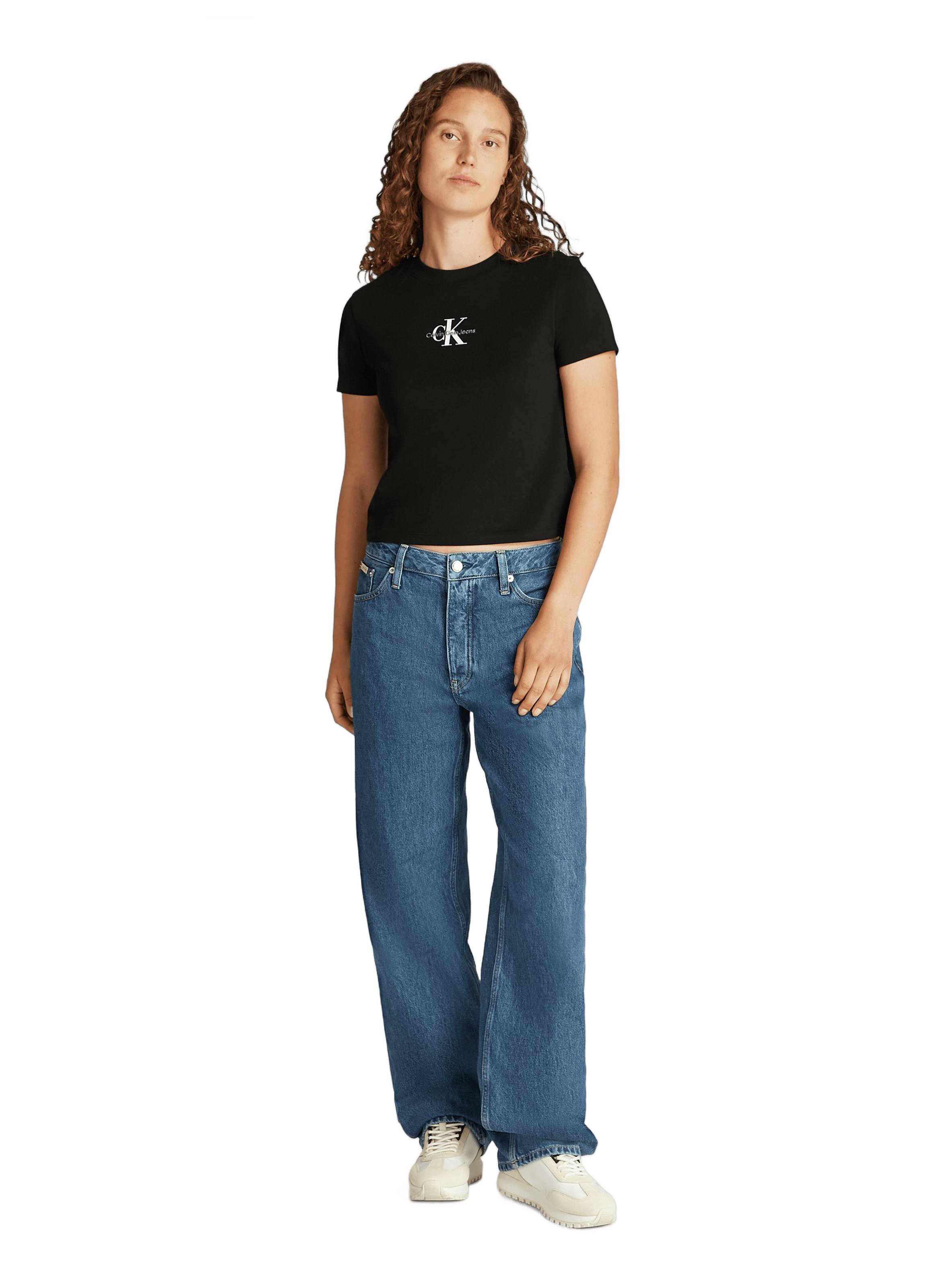 T-shirt brodé en coton  CALVIN KLEIN Noir