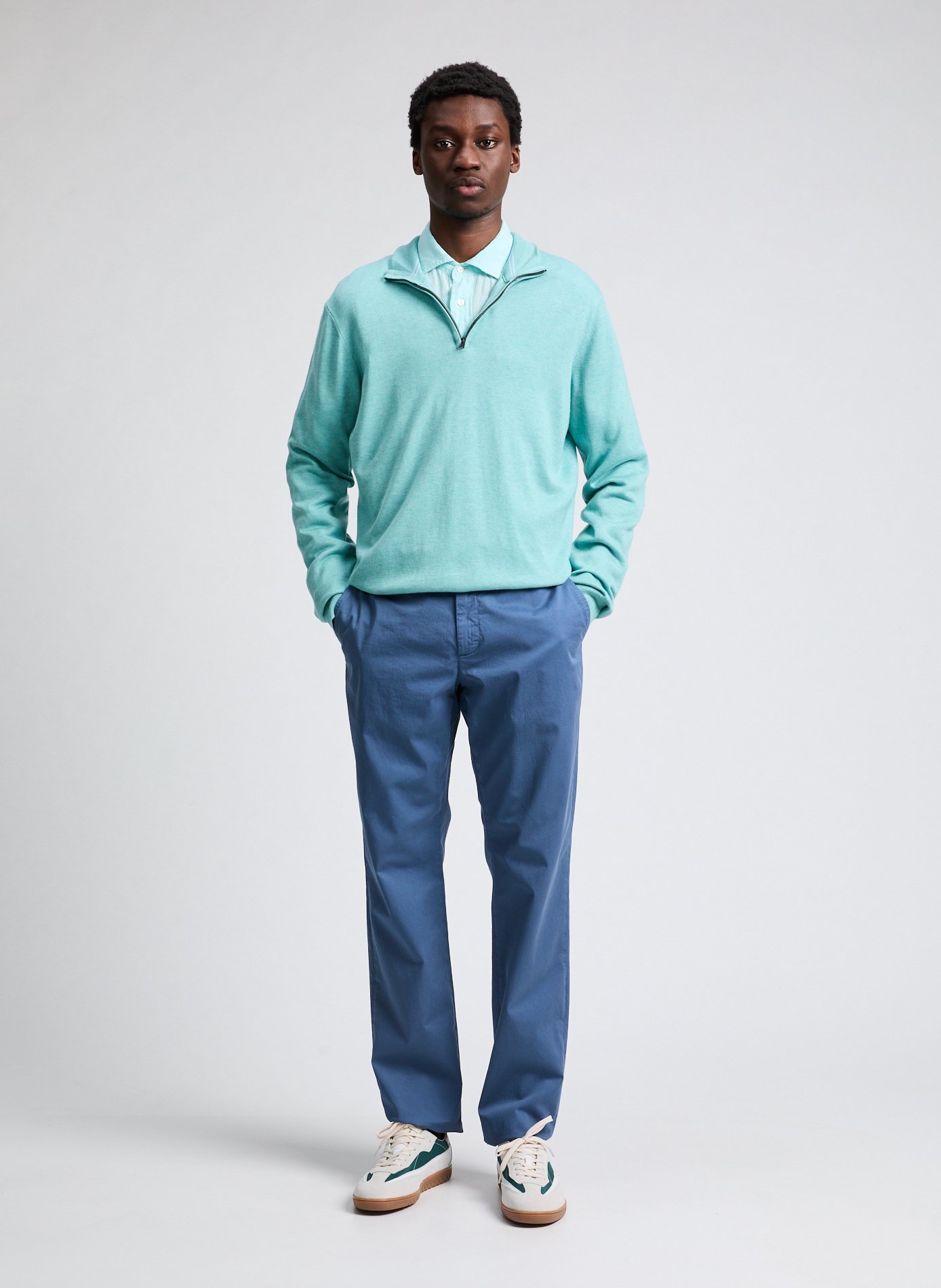 Pull en coton et soie FACONNABLE Bleu