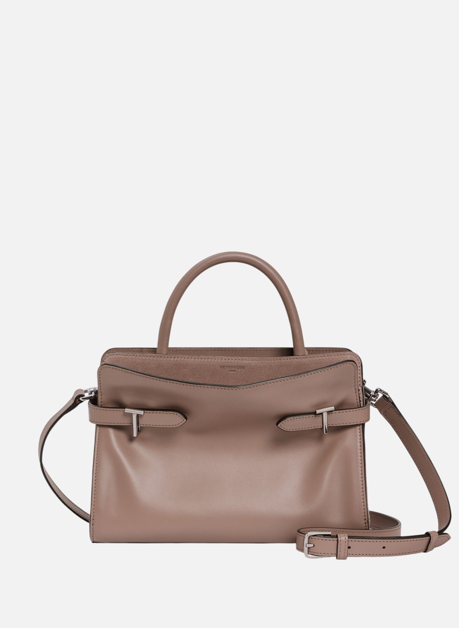Sac à main moyen modèle emie en cuir lisse et nubuck LE TANNEUR Gris