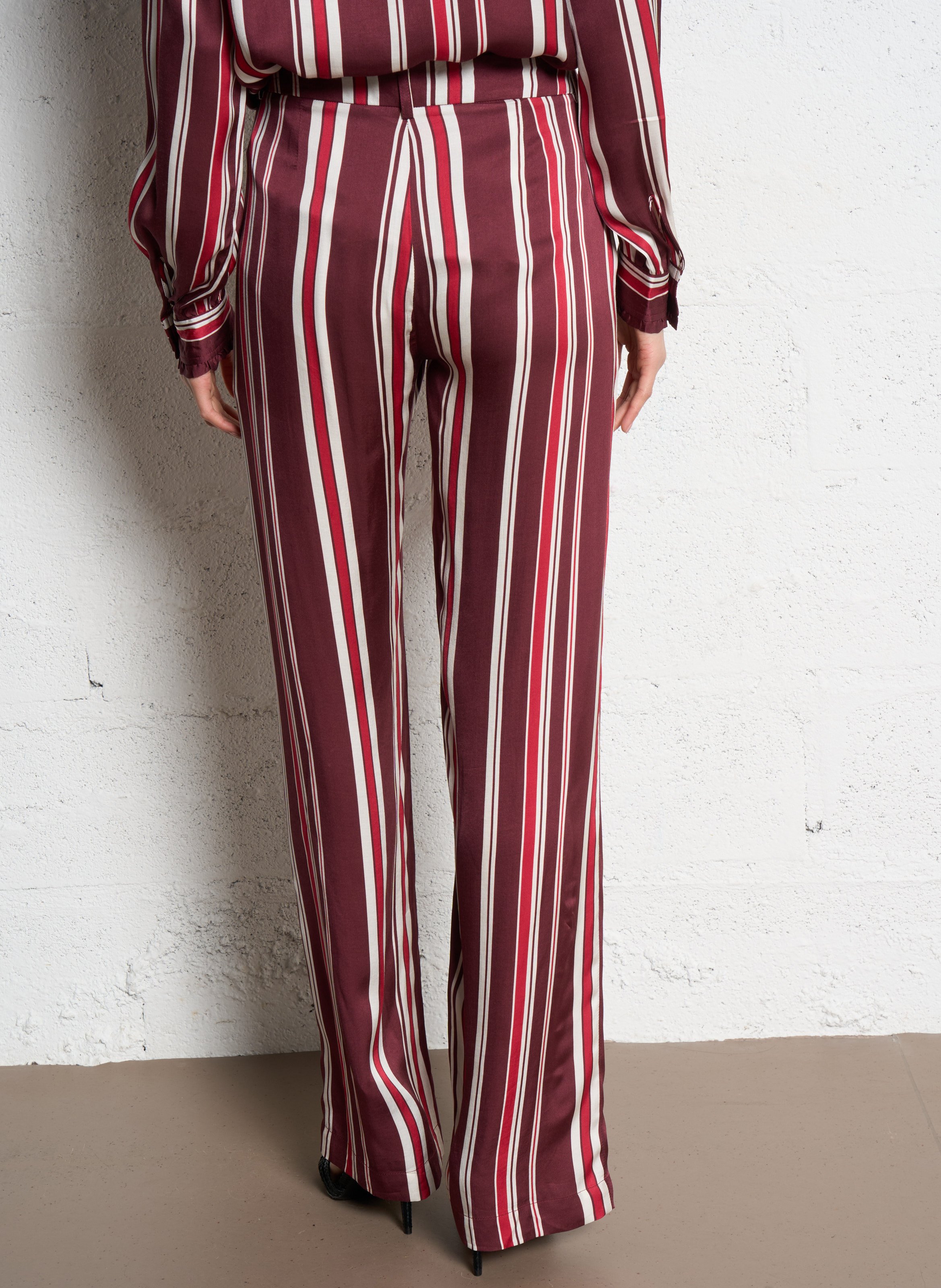 Pantalon droit à rayures IKKS Rose