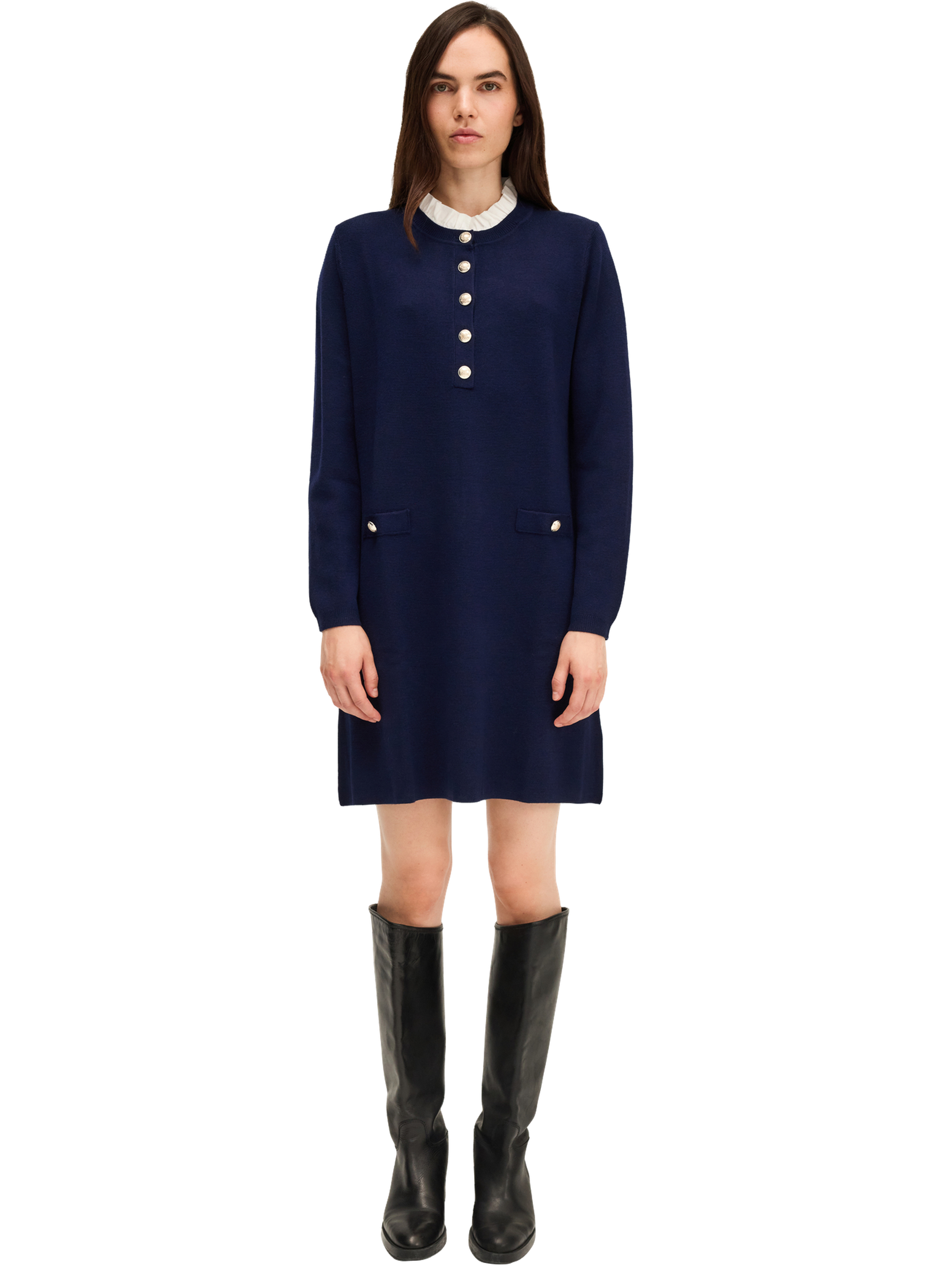 Robe droite à col façon chemisier - lidia PABLO Bleu