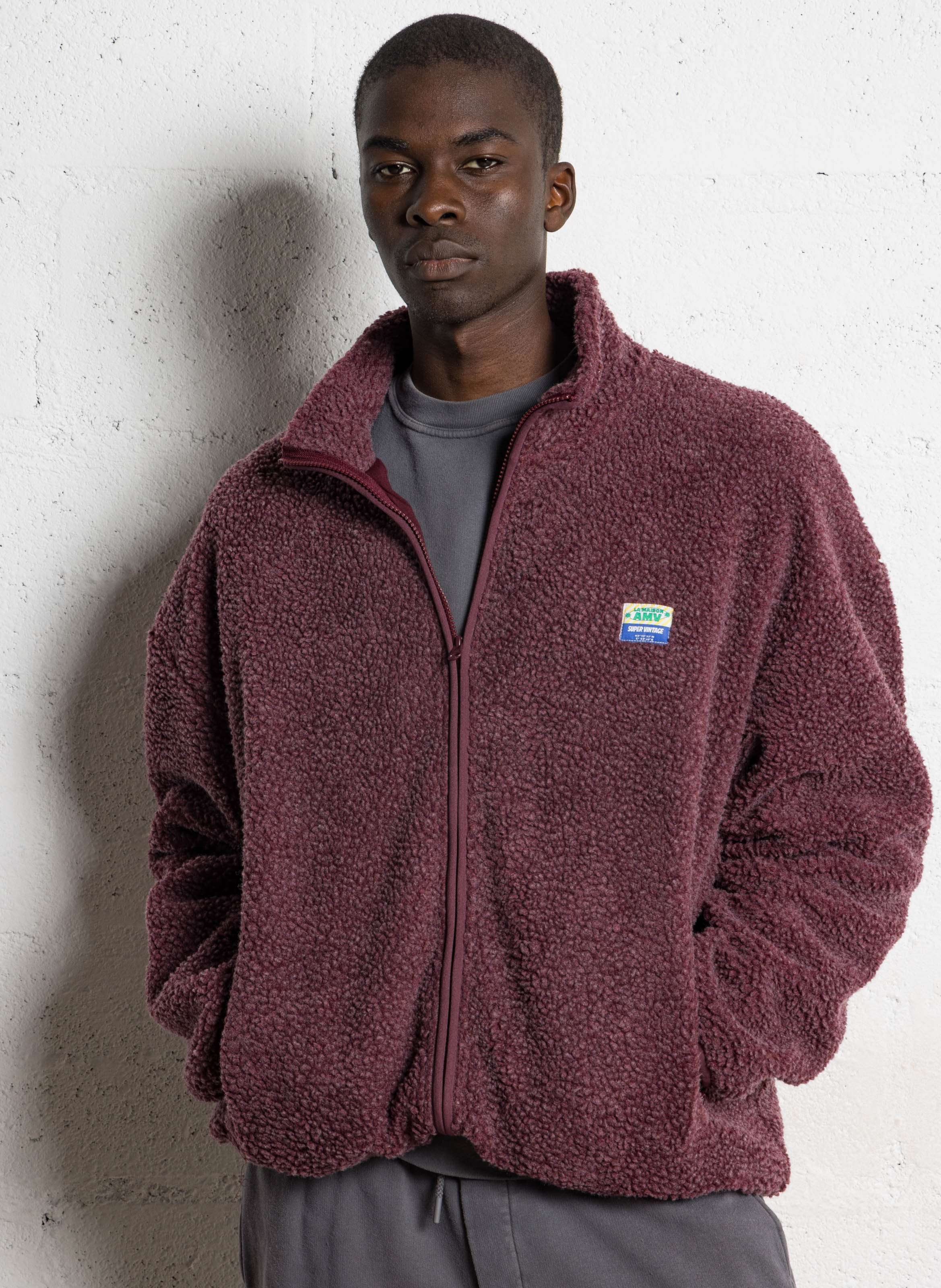 Veste col montant en sherpa hoktown AMERICAN VINTAGE Rouge