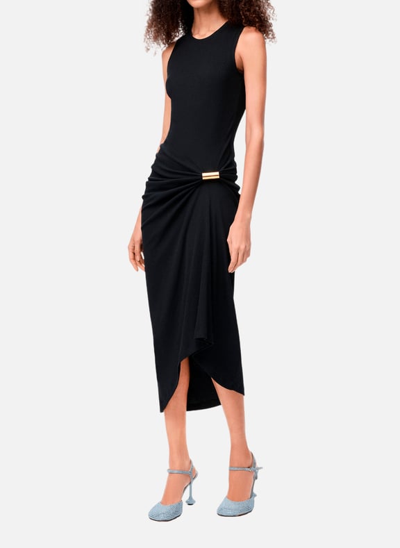 Sleeveless dress with mixed cotton ornament Black by LOEWE LOEWE Sleeveless dress with mixed cotton ornament Black