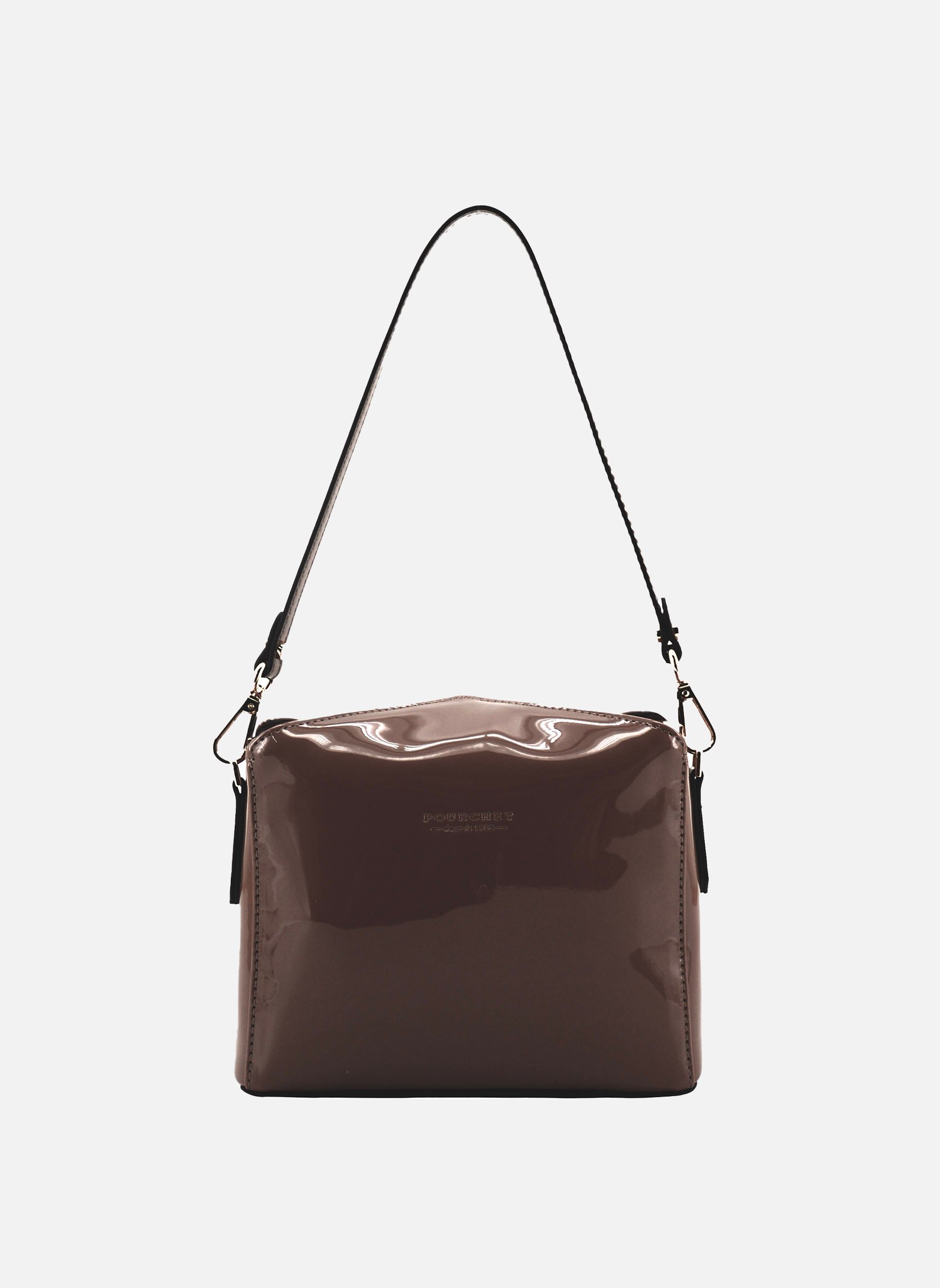 POURCHET Cassetta vernis - sac porté épaule Marron