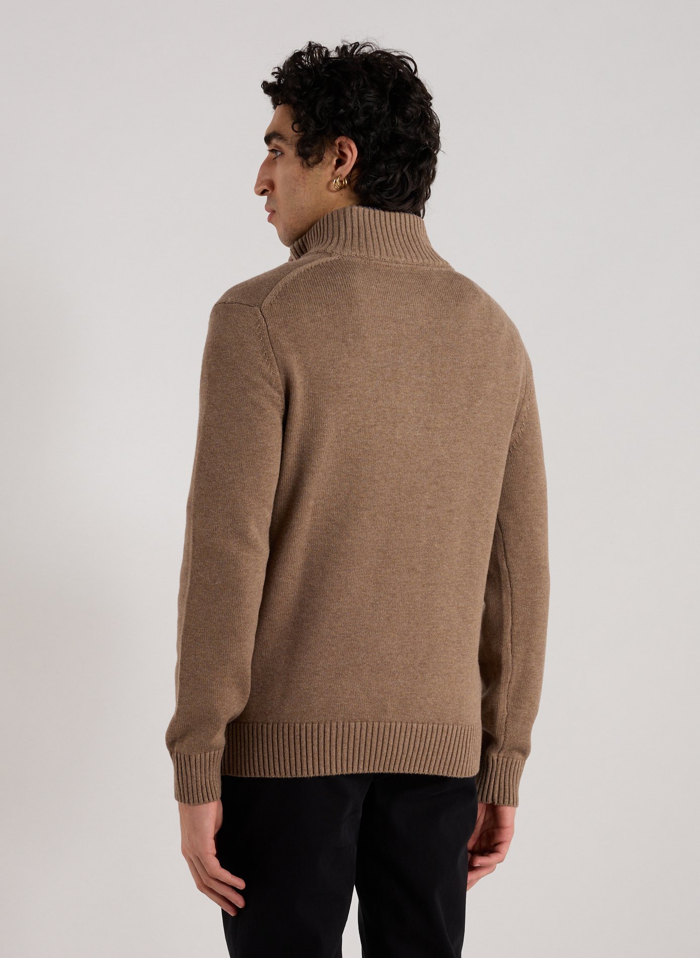 Wool and cotton high-neck sweater EDEN PARK Brown