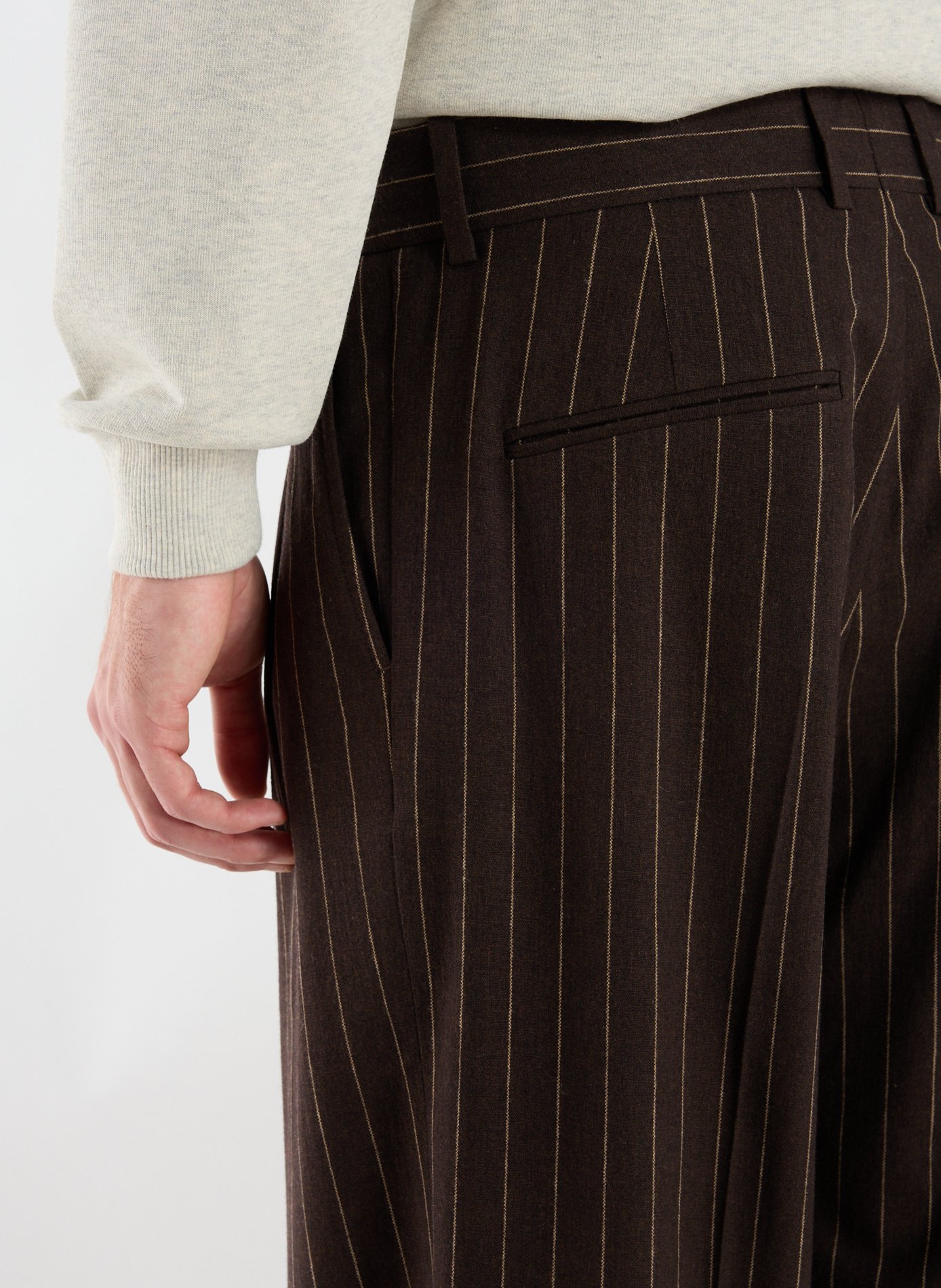 Pinstriped wool blend trousers DROLE DE MONSIEUR Brown