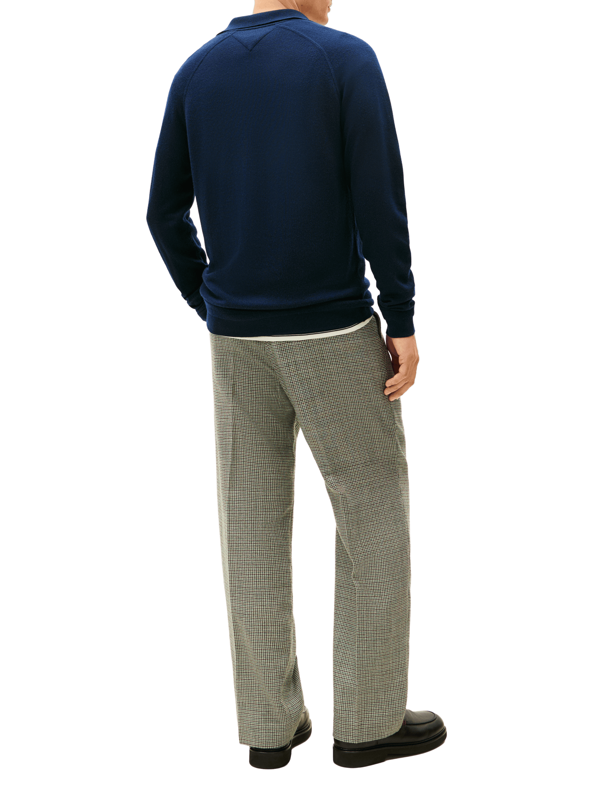 Pull col polo en laine mélangée TOMMY HILFIGER Bleu