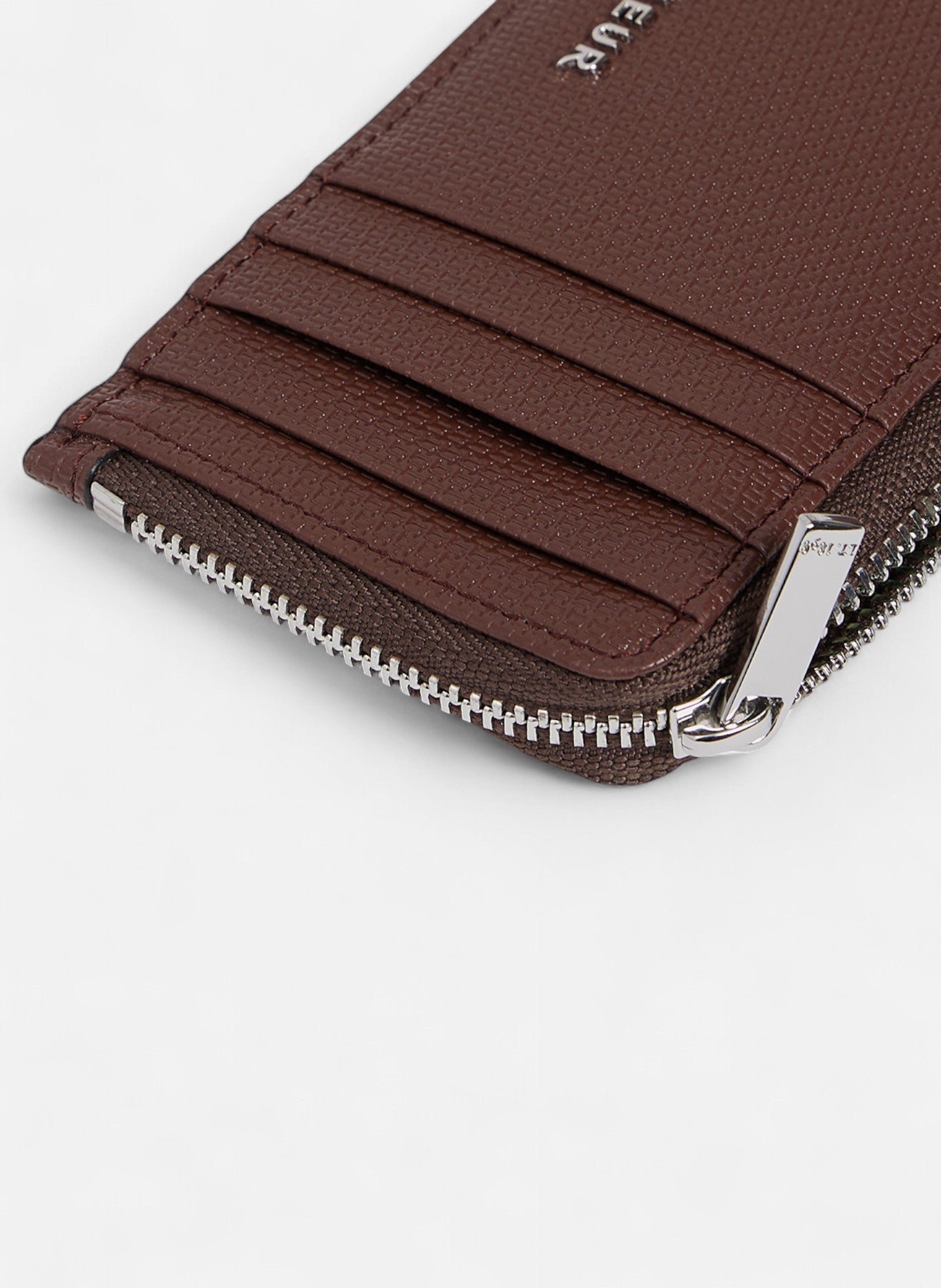 Porte carte large zippé emile en cuir signature t LE TANNEUR Marron