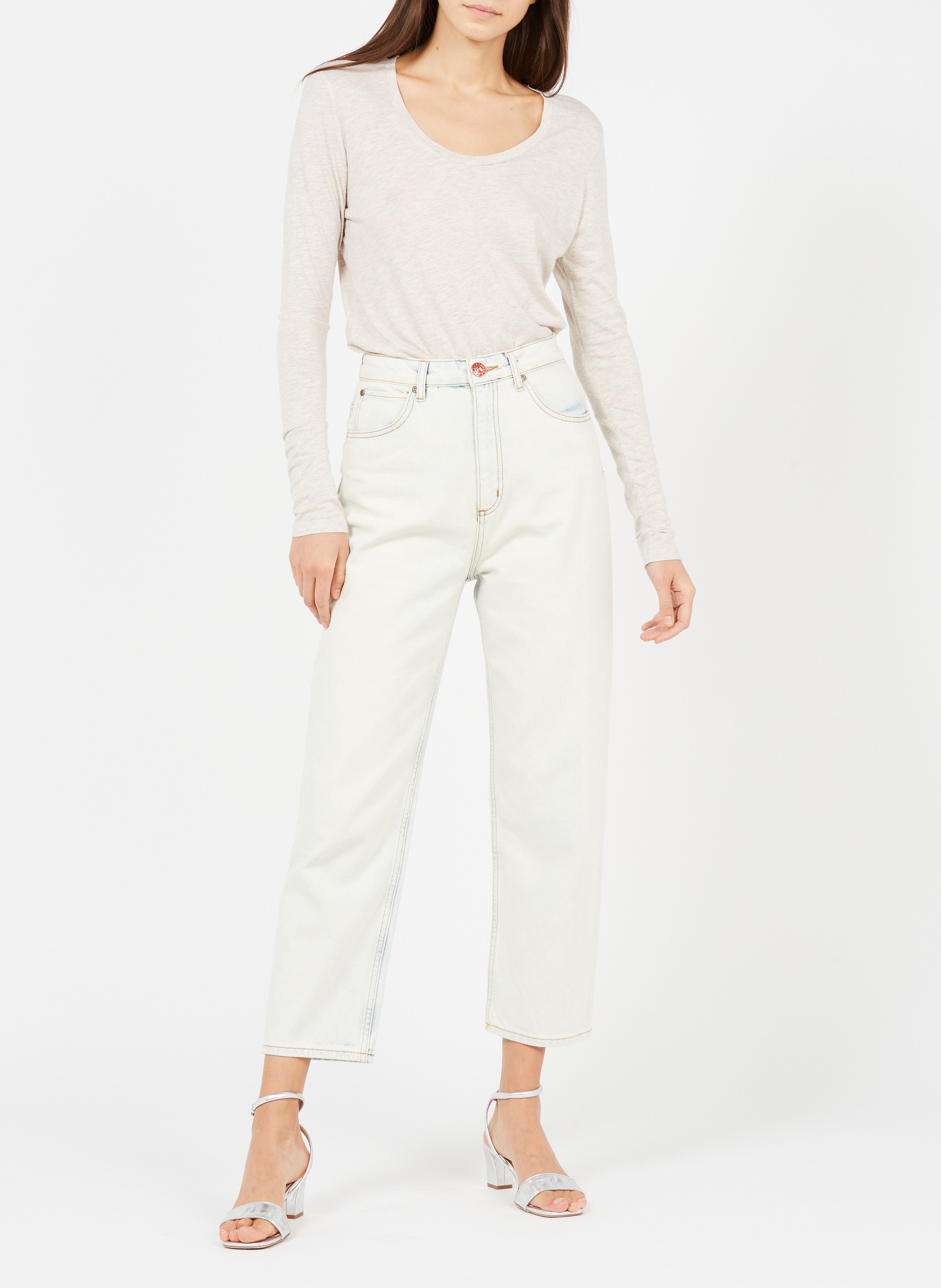 Tee-shirt col rond en coton jacksonville AMERICAN VINTAGE Beige