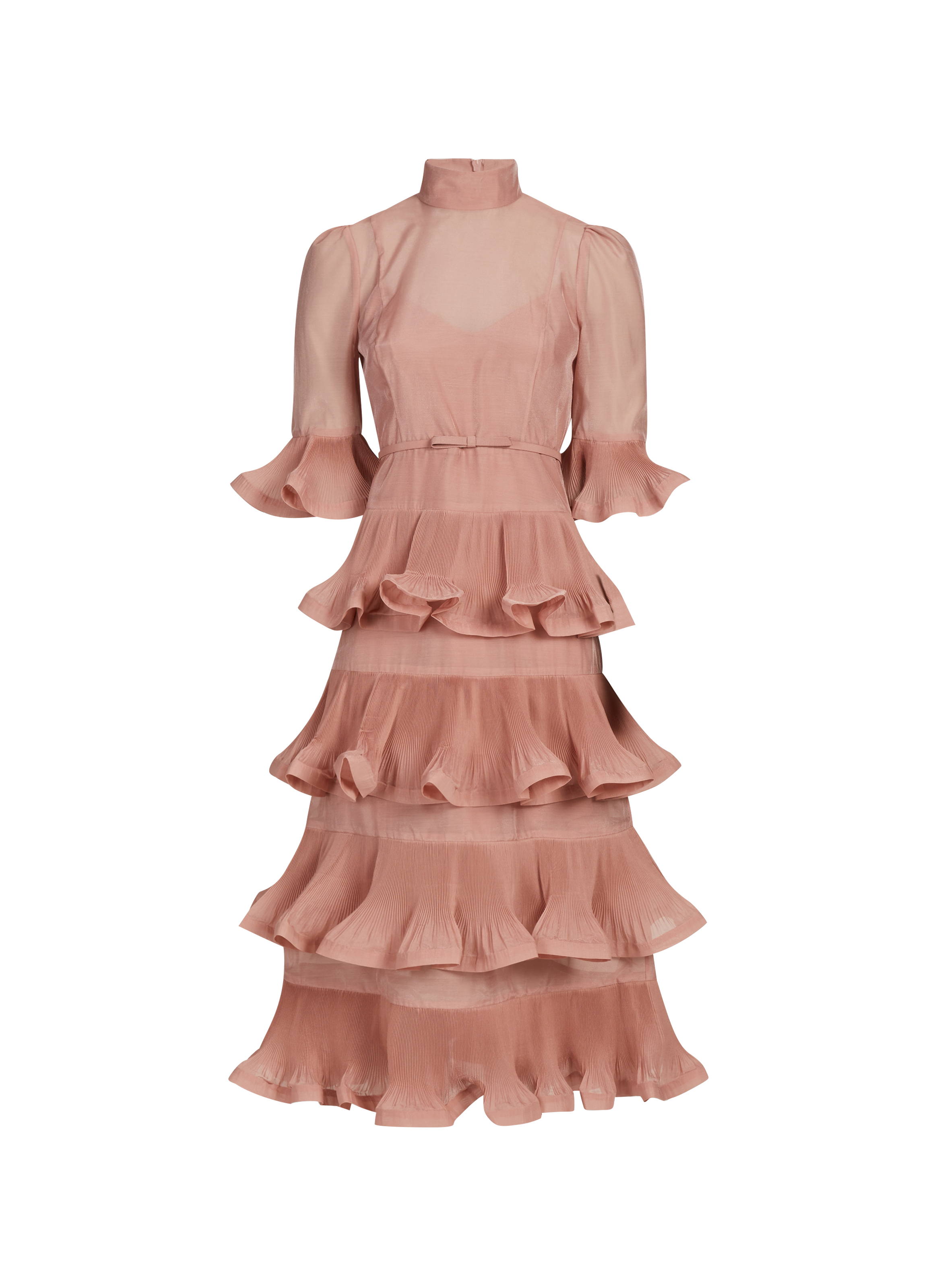 Pleated midi dress with a high neck ZIMMERMANN Pink