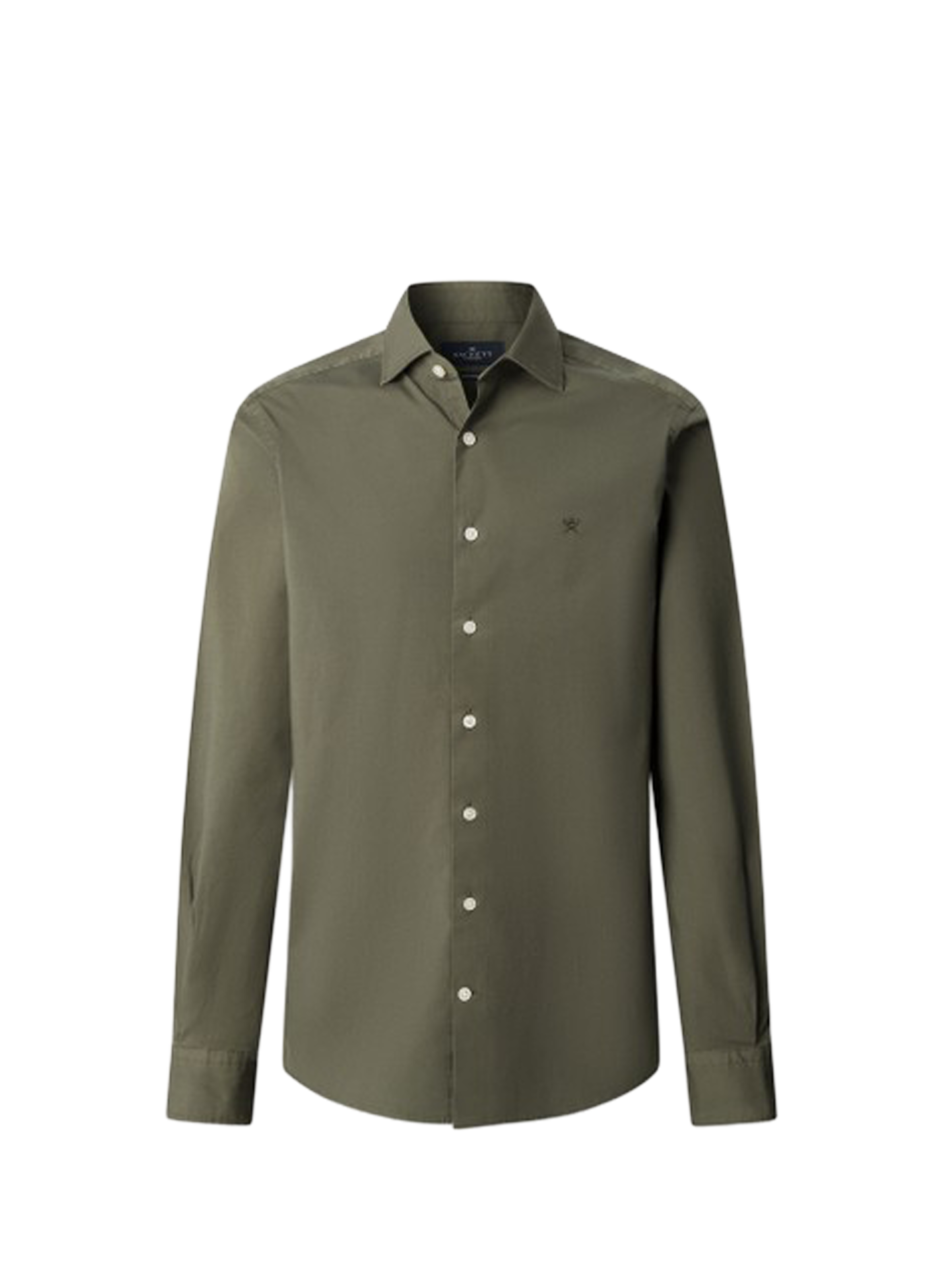 Chemise unie col classique en coton HACKETT Kaki