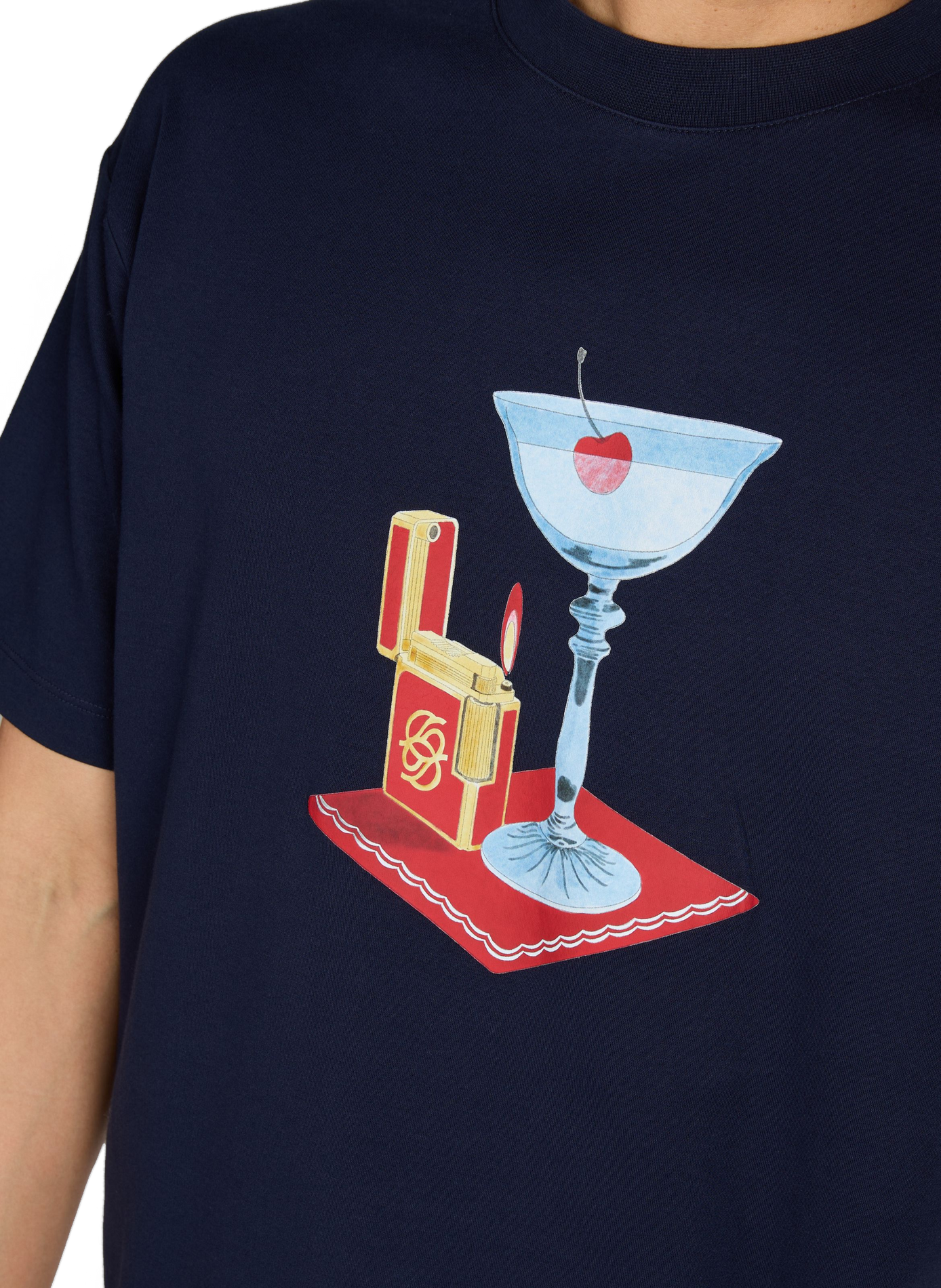 T-shirt imprimé à col rond en coton DROLE DE MONSIEUR Bleu