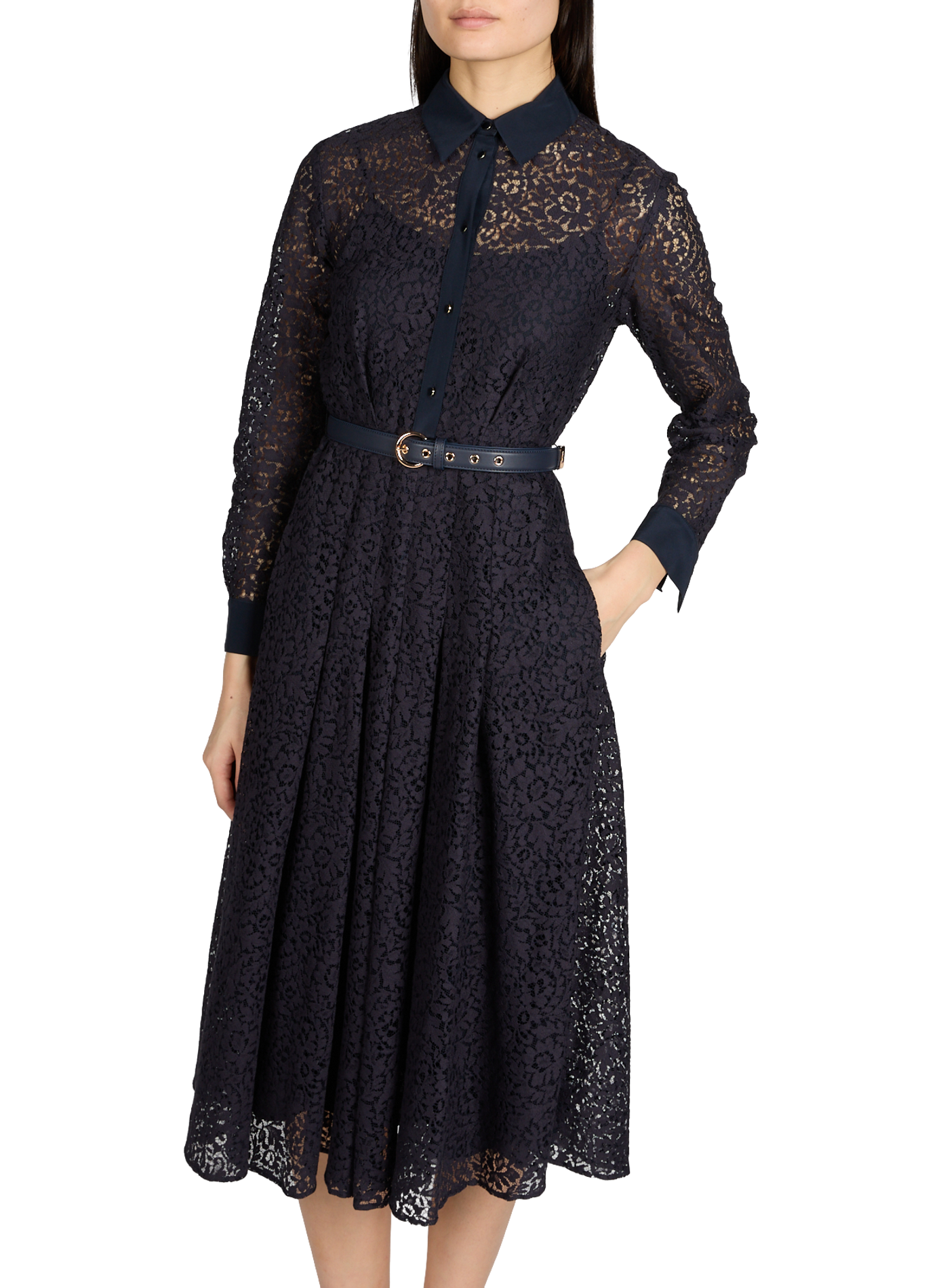 Midi lace dress in blended cotton MAX MARA Blue