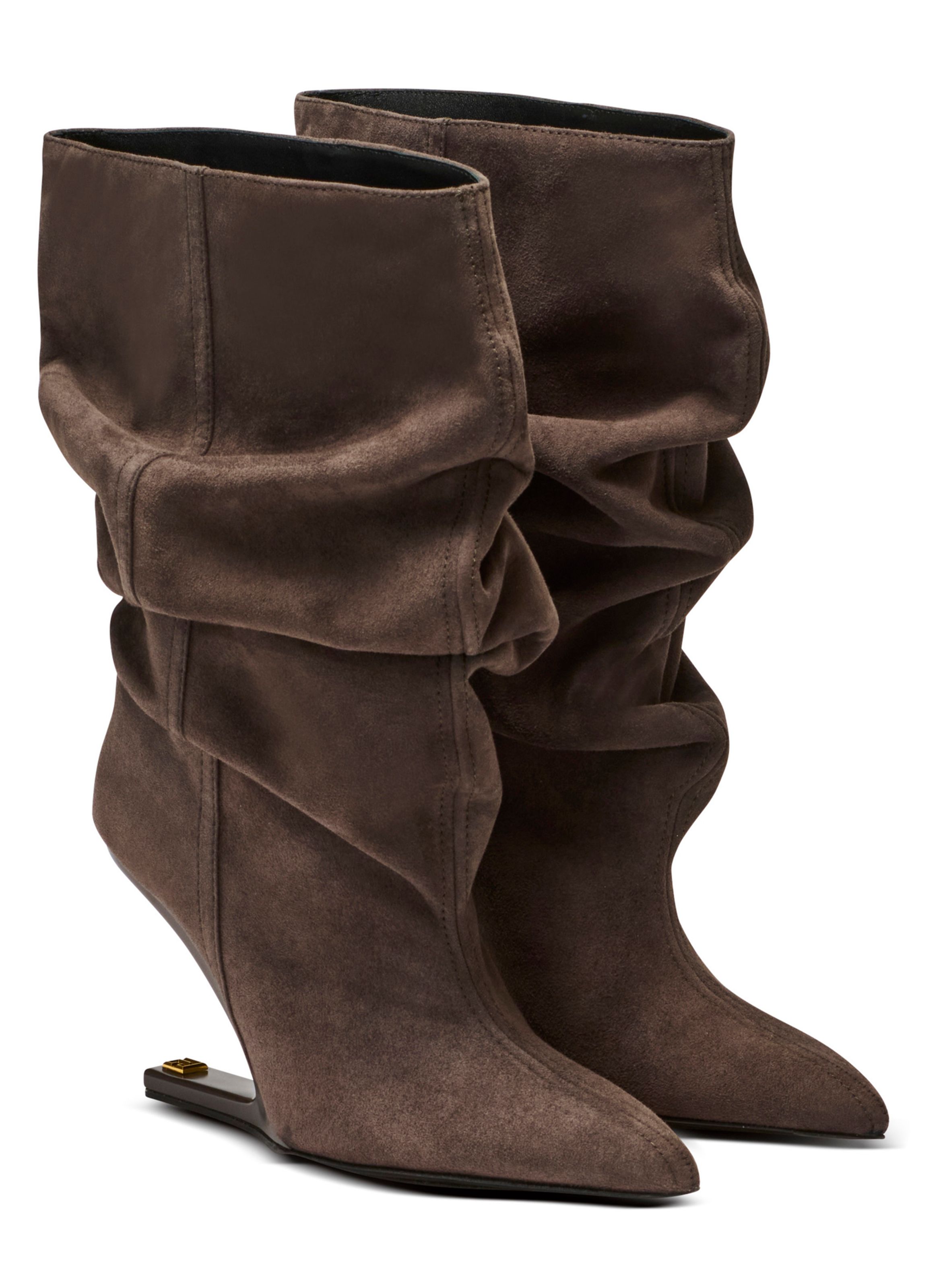 Bottines « no wedge » en cuir suédé BALMAIN Gris