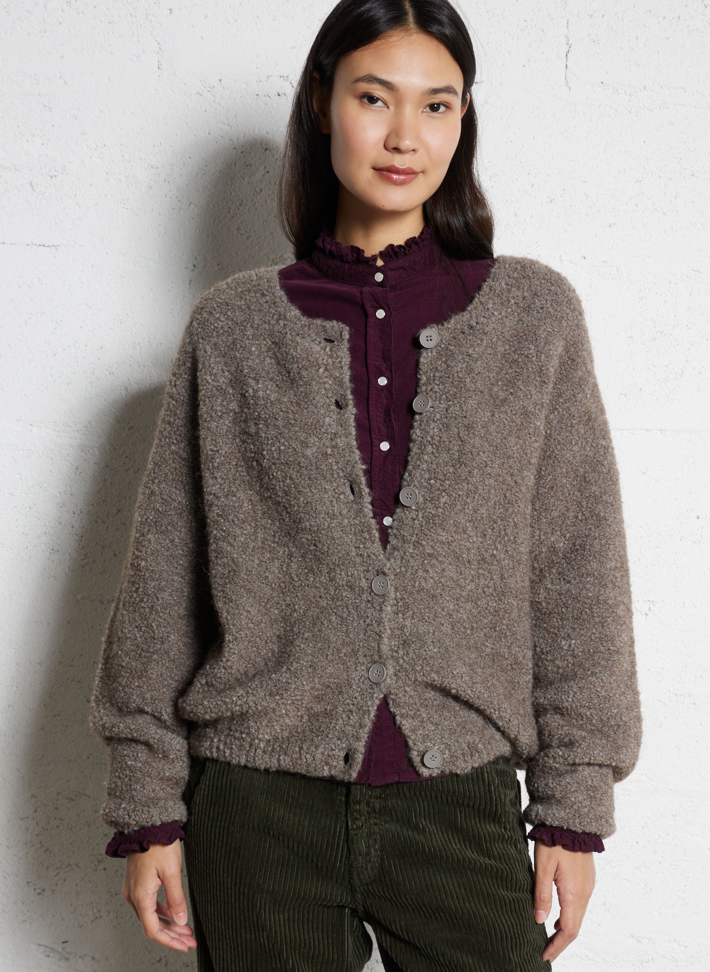 Cardigan oversize en laine mélangée zolly AMERICAN VINTAGE Beige