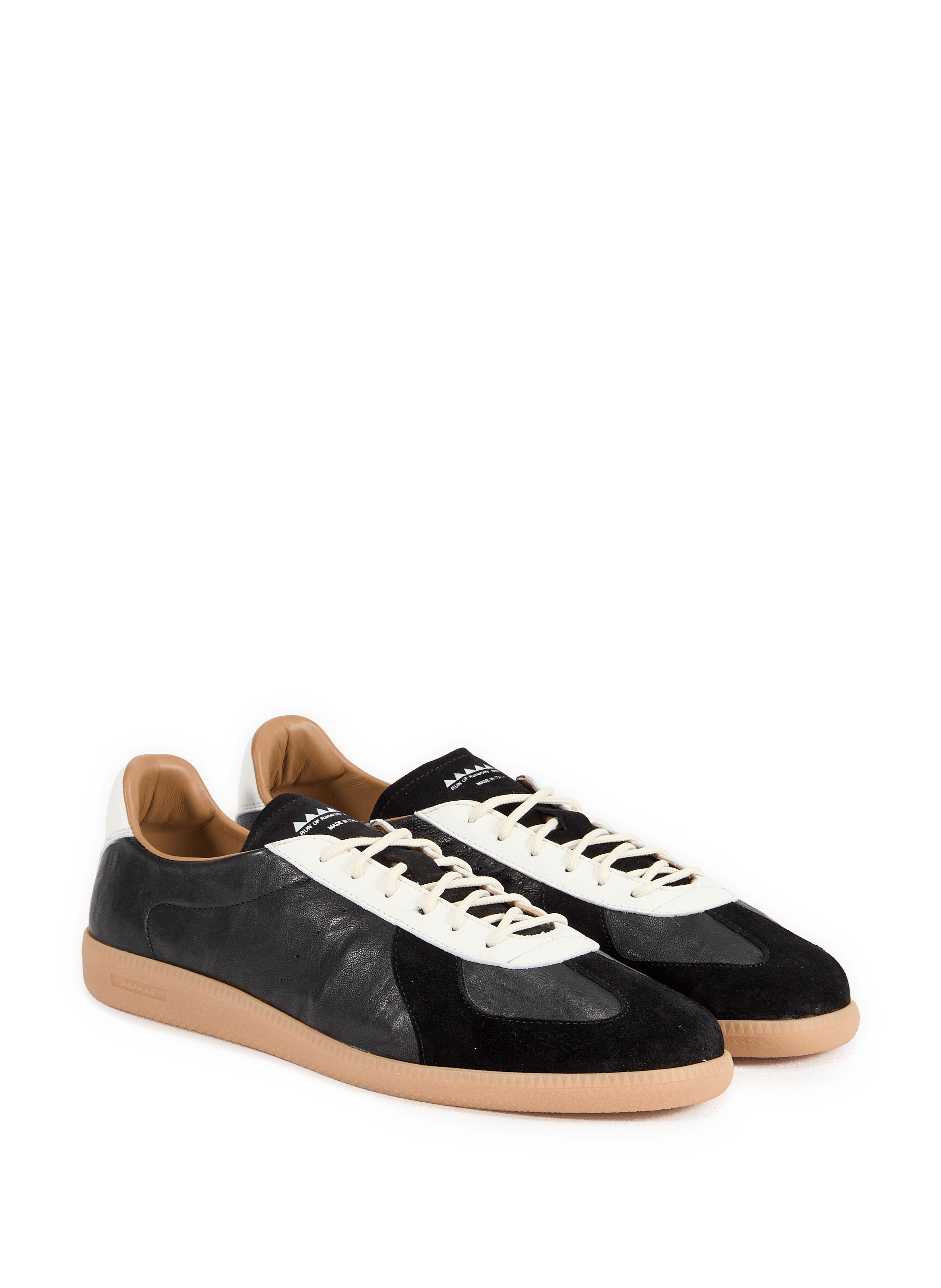 Mixed leather sneakers RUN OF Black