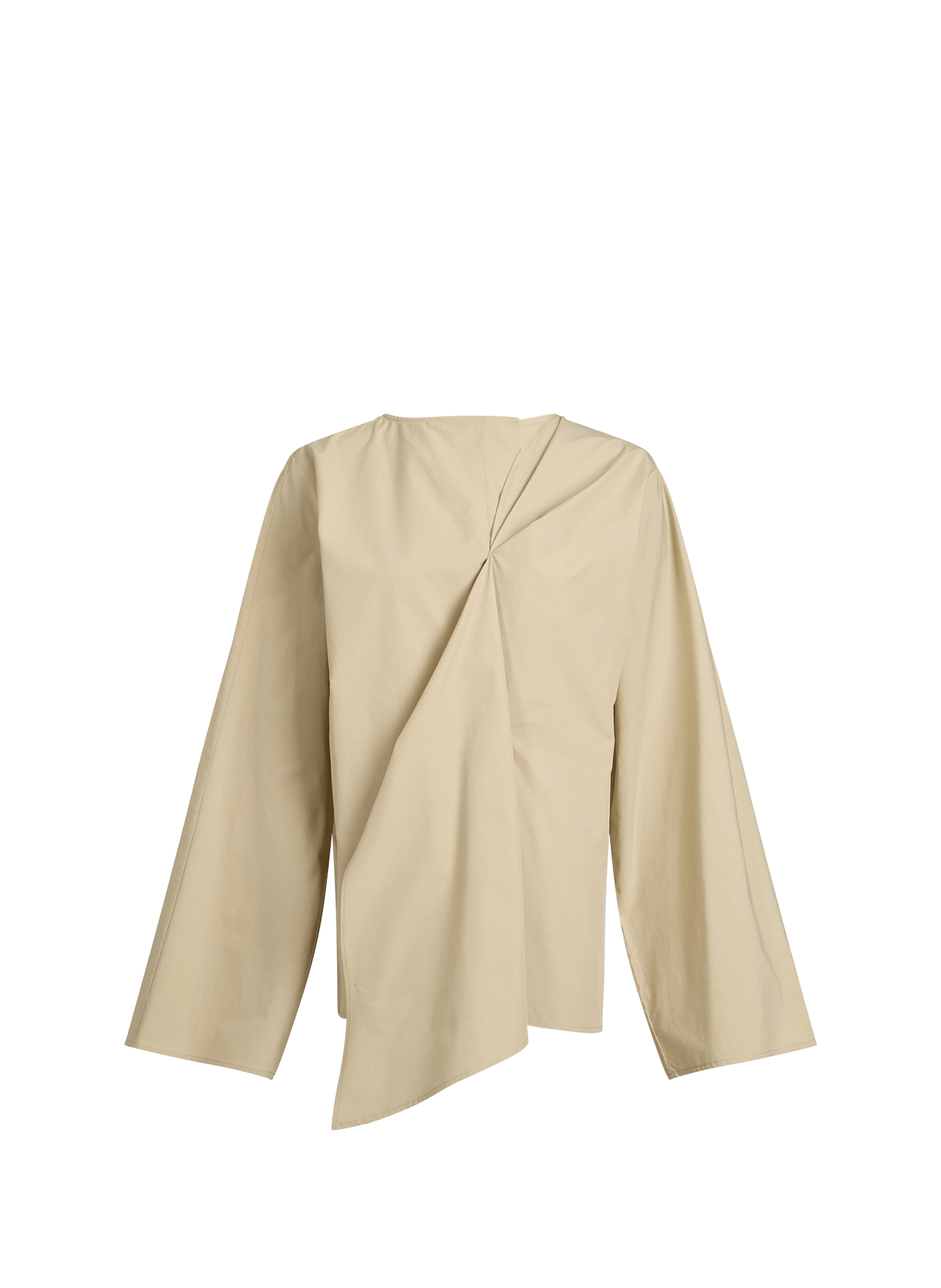 Oversized top with long sleeves in blended cotton and linen VIKTORIA CHAN Beige