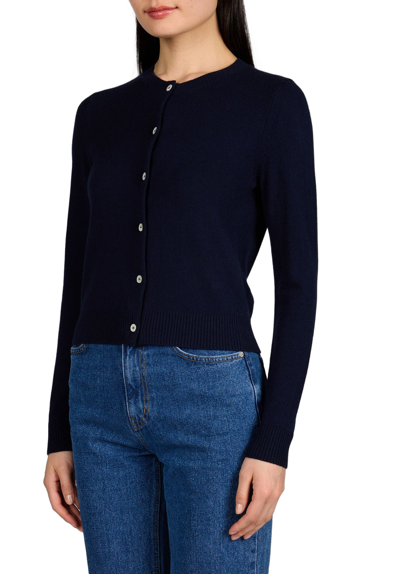 Cardigan col rond boutonné uni DUNST Bleu