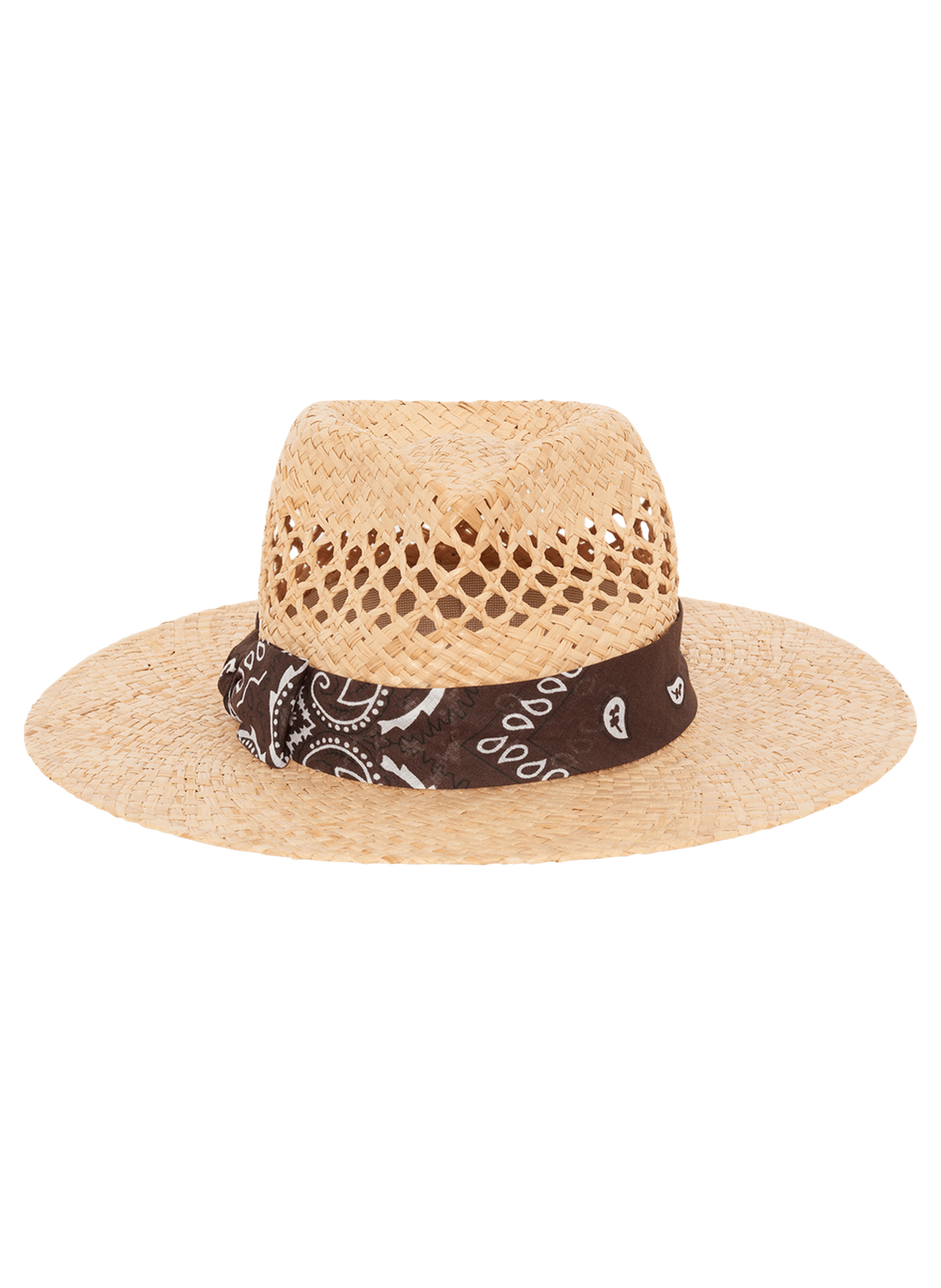 Chapeau en raphia à bandana - kayna PABLO Marron