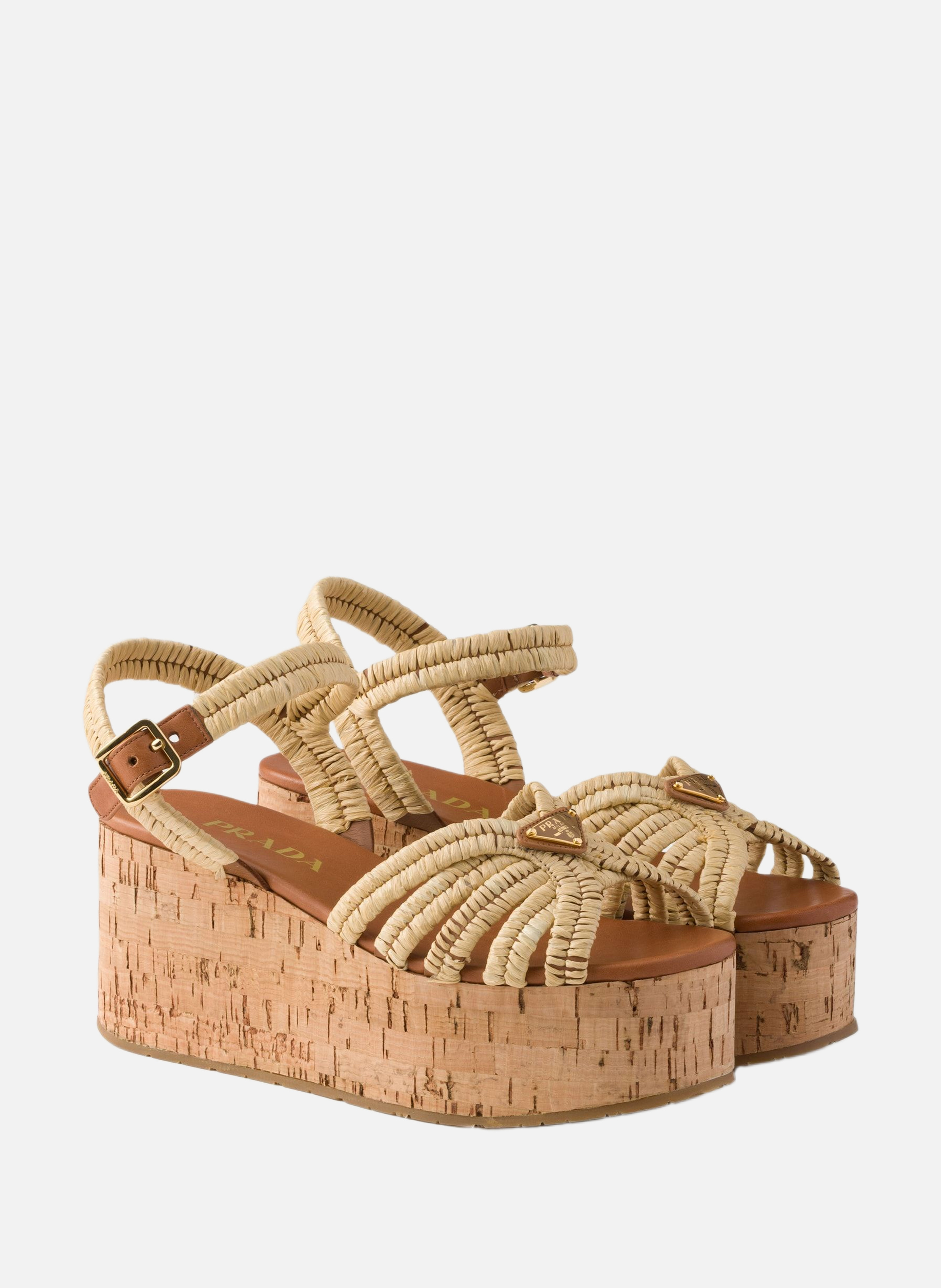 Sandales à plateforme en crochet PRADA Beige