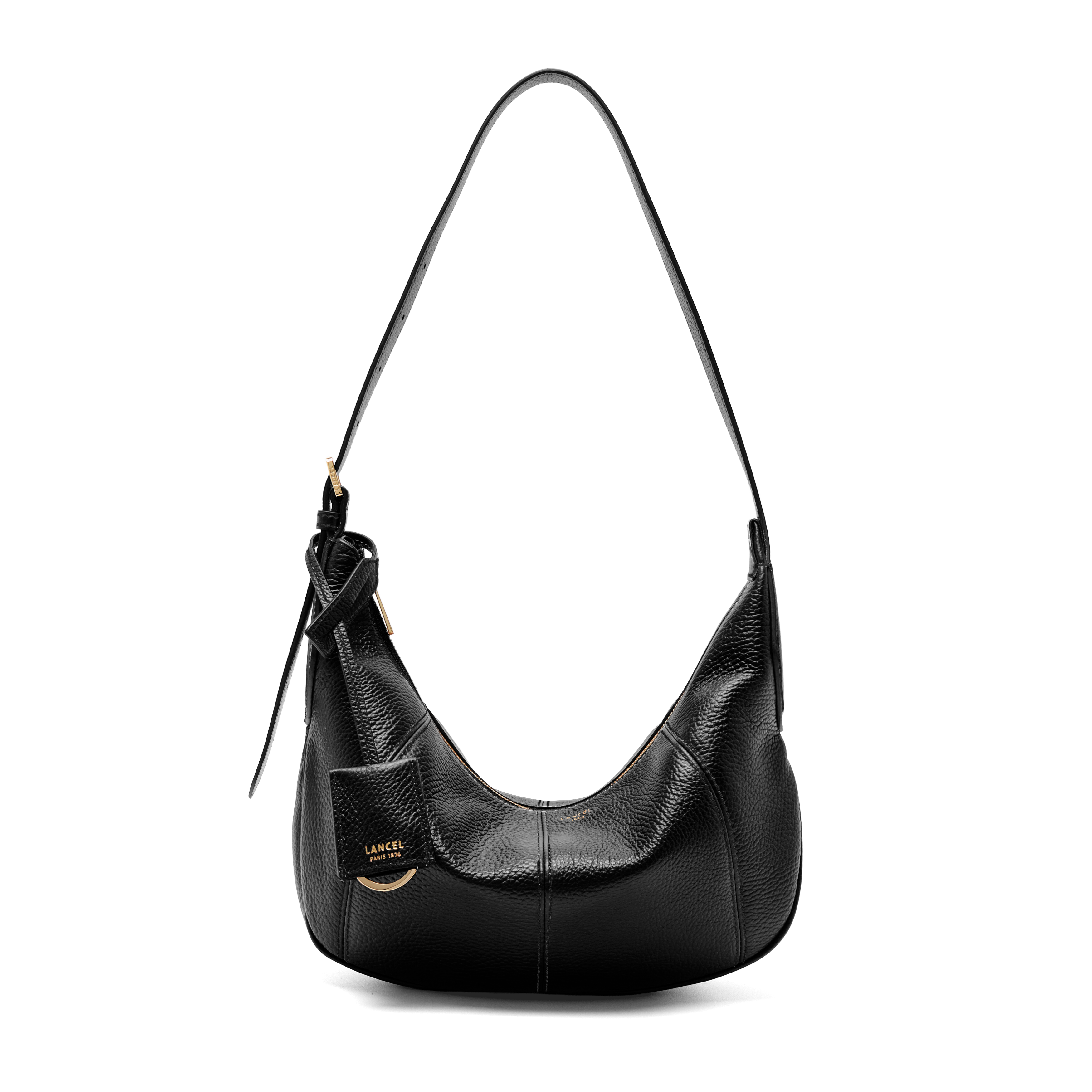 Sac hobo zippé m victoire de lancel en cuir LANCEL Noir