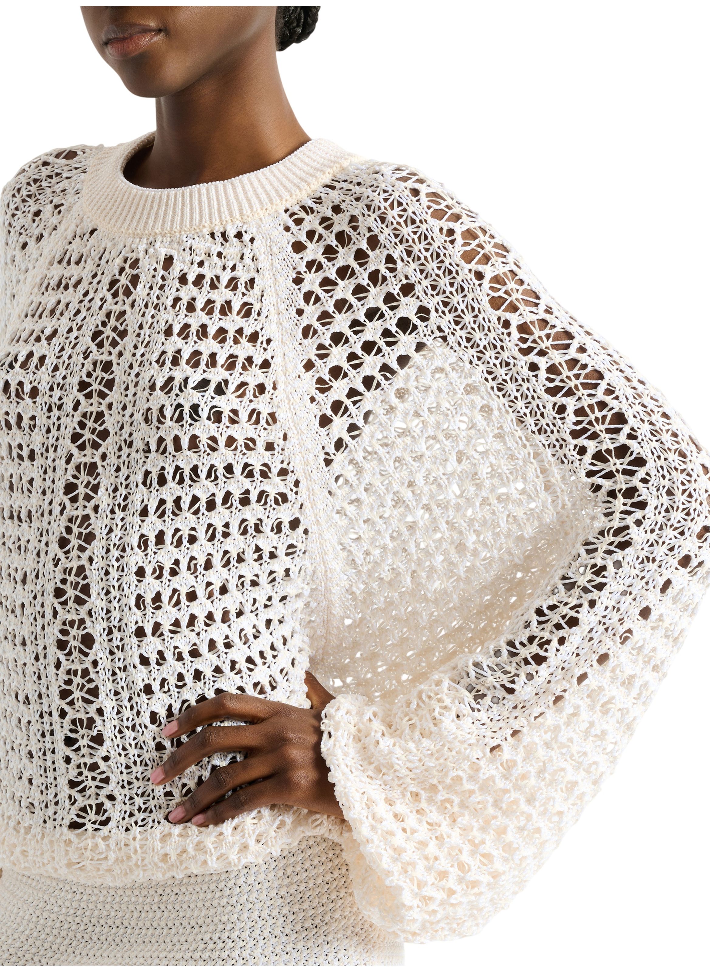 Robe courte en crochet dentelle BALMAIN Blanc