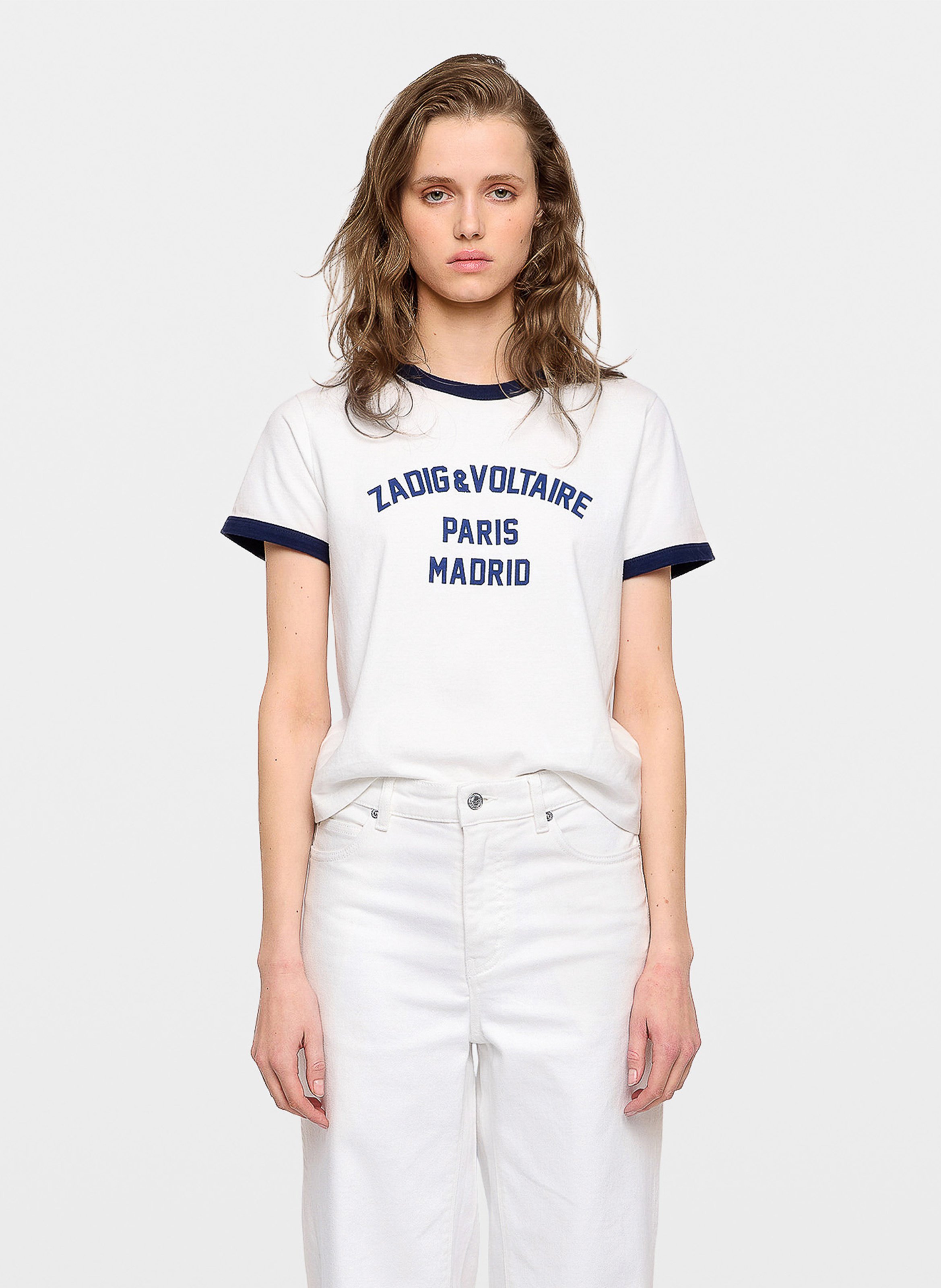 Tee-shirt droit col rond sérigraphié en coton bio woos ZADIG&VOLTAIRE White