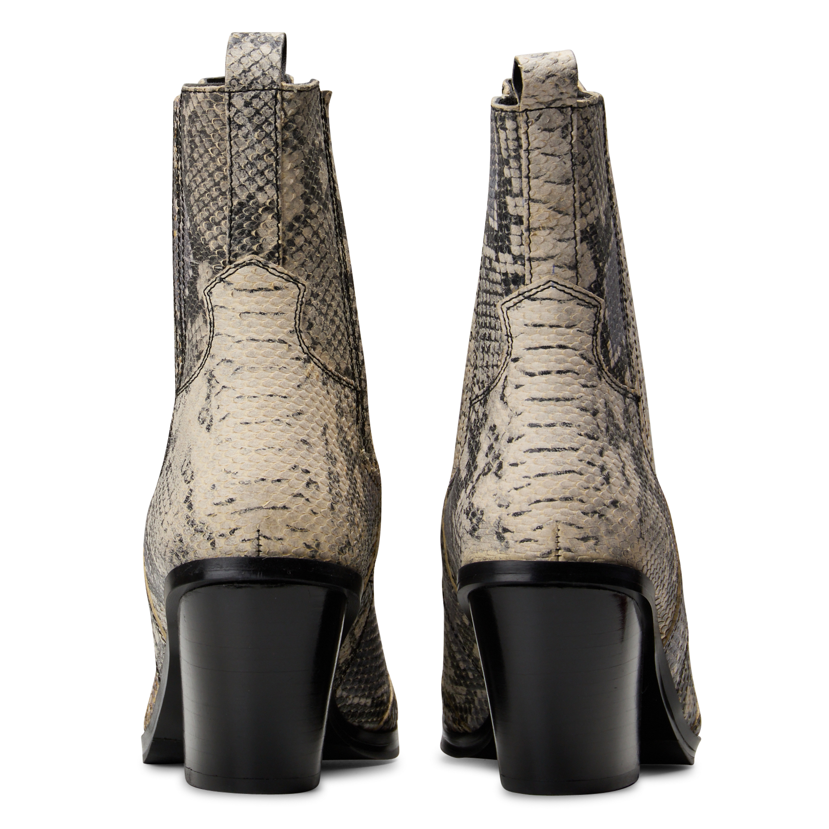 Santiags en cuir effet python IKKS Blanc