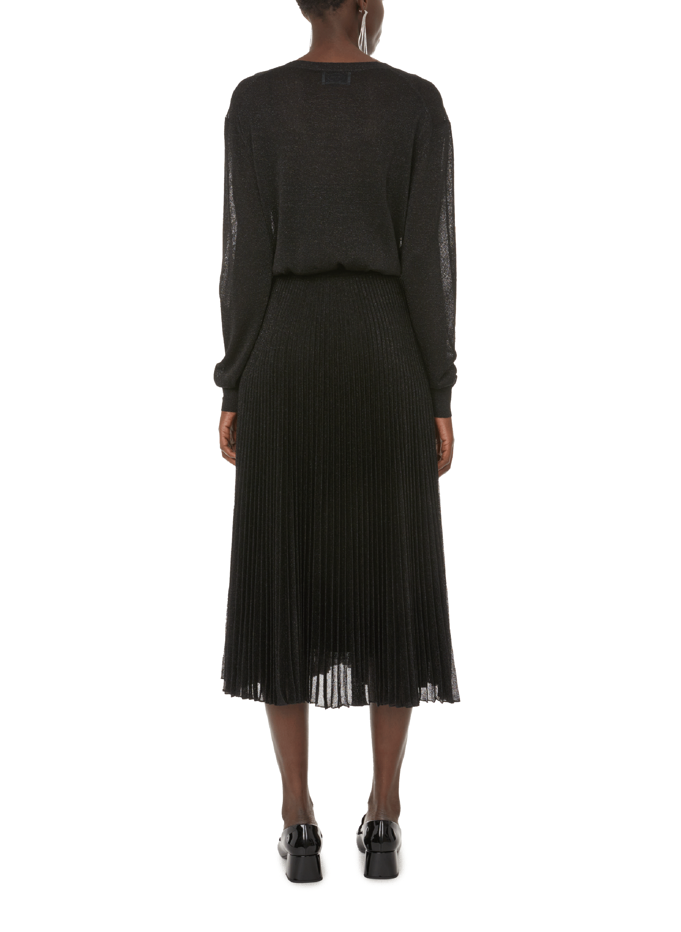 Maxi jurk met metallic garen PRADA Zwart