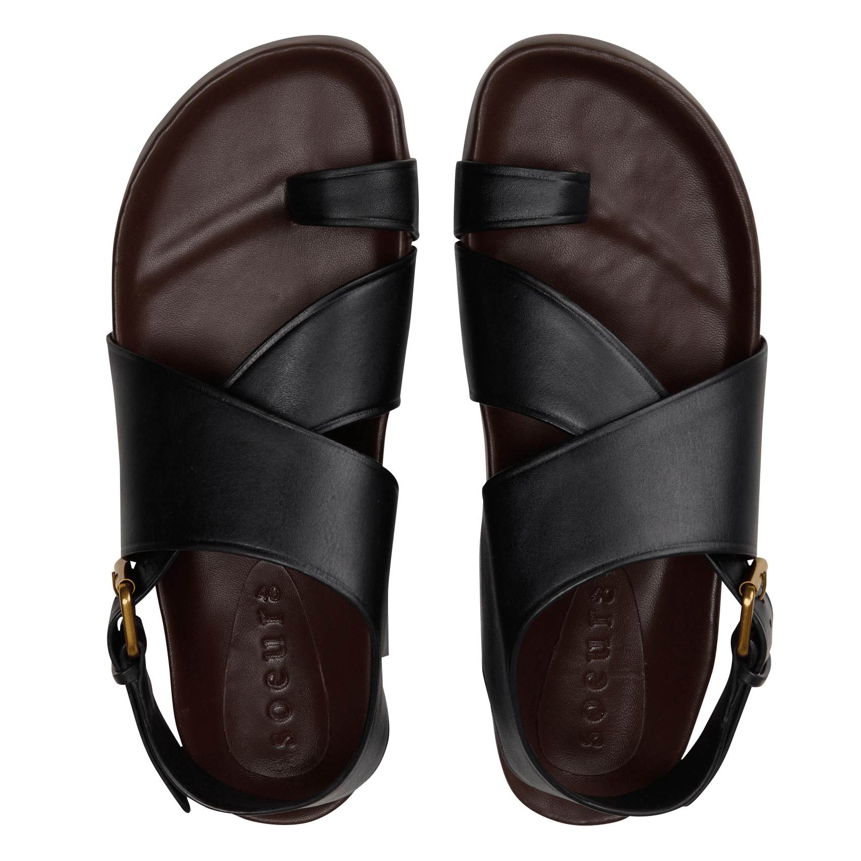 Sandales plates en cuir domani SOEUR Noir