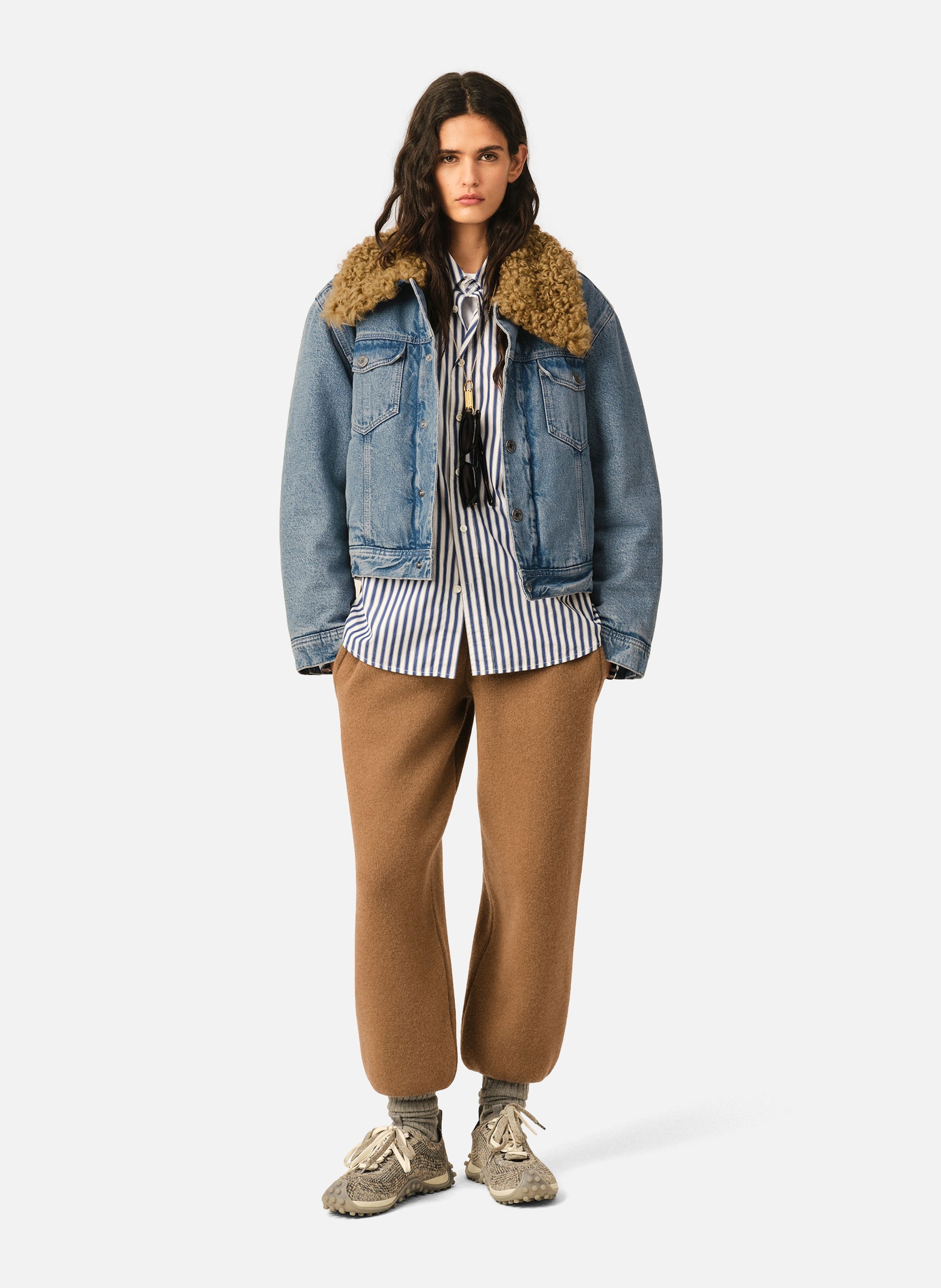Veste trucker rembourrée unisexe en coton AMI PARIS Bleu