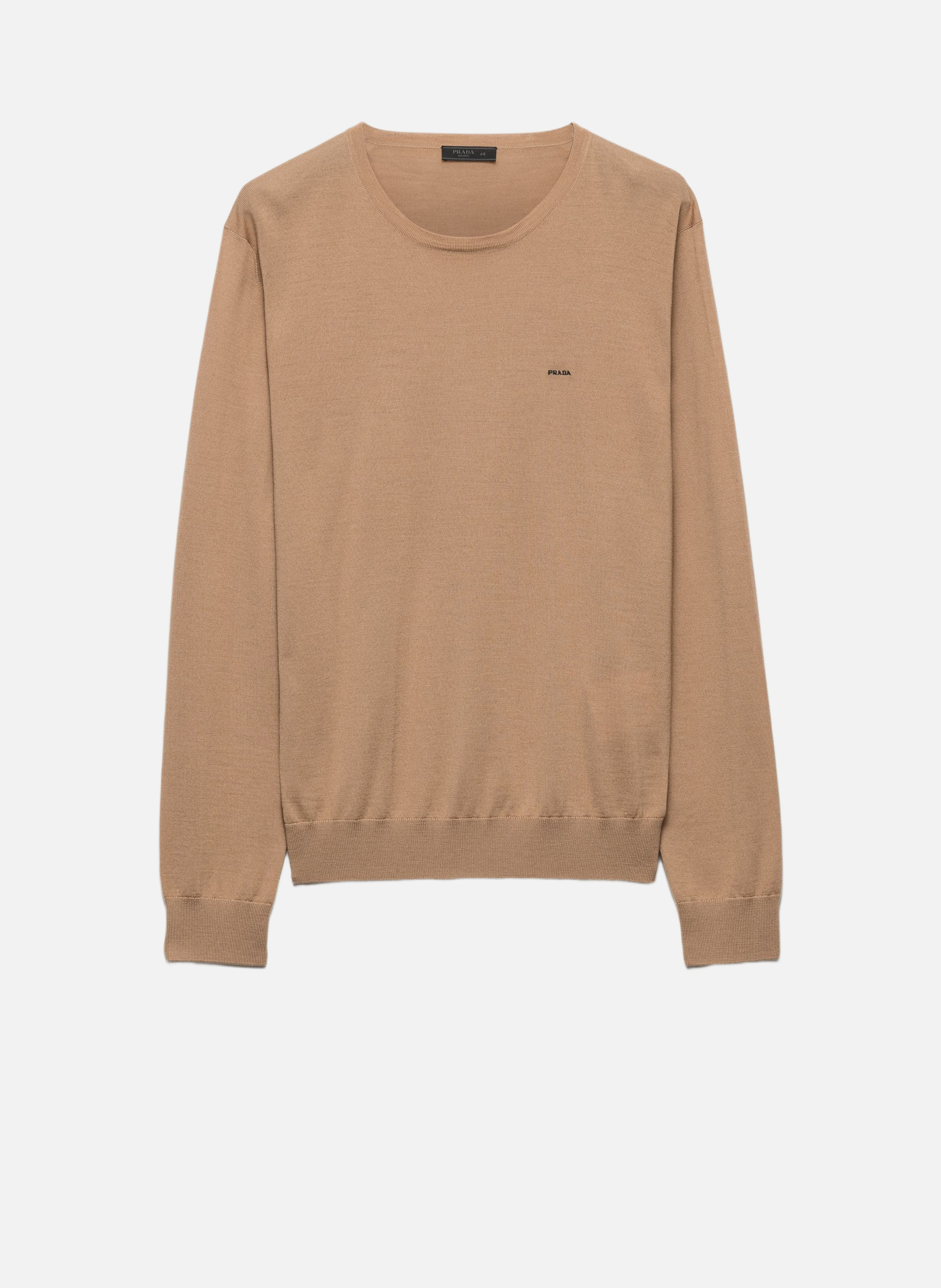 Pull à col rond en laine extra fine PRADA Marron