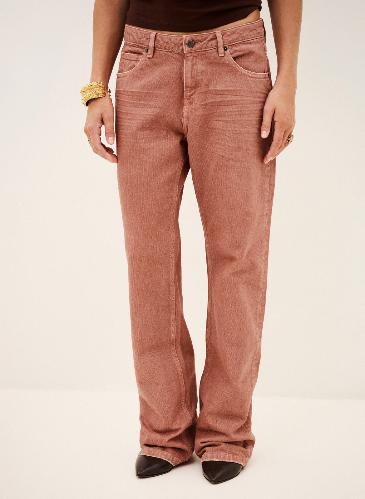 Rechte jeans in effen kleur vana BA&SH Roze