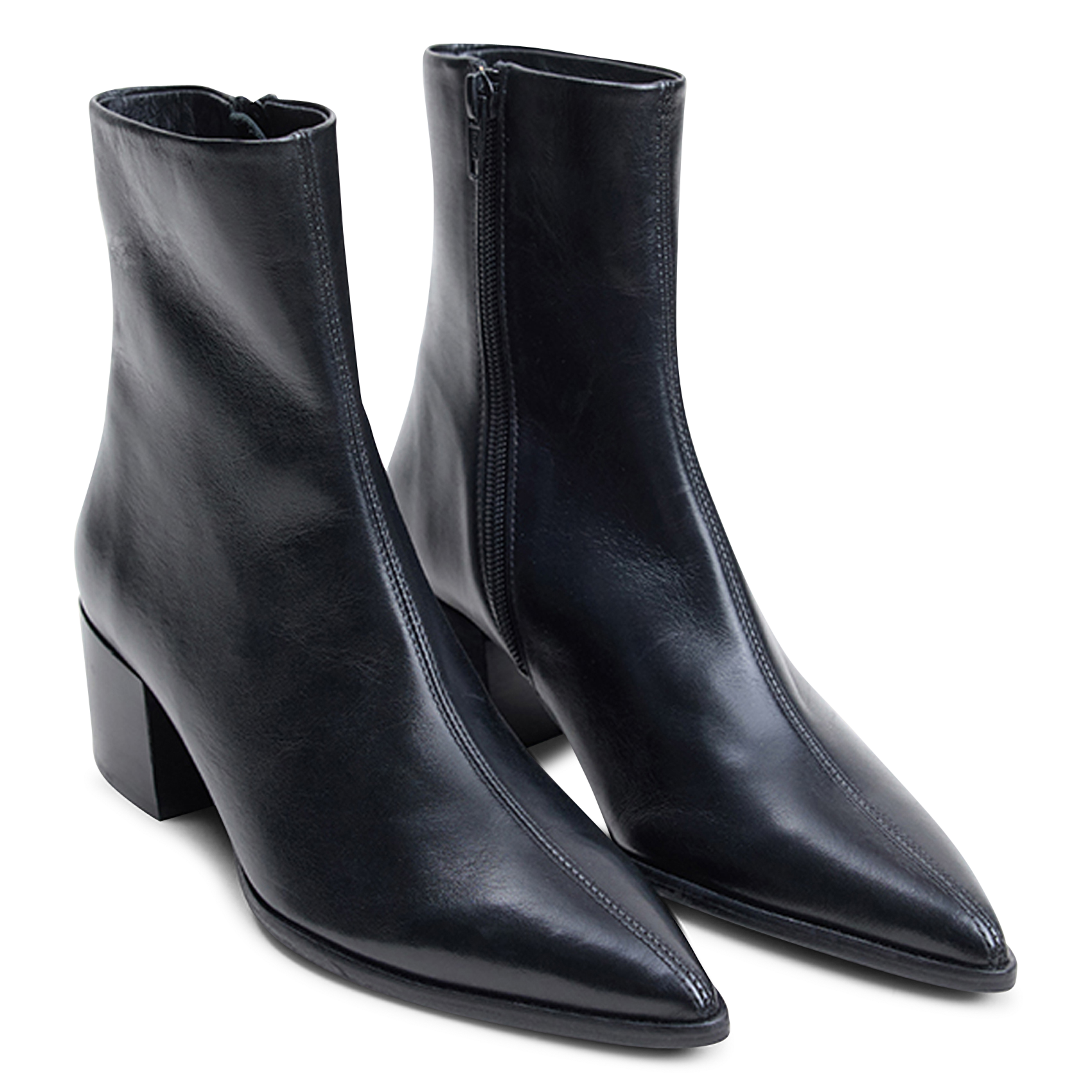 Bottines bout pointu en cuir de vachette pale JONAK Noir