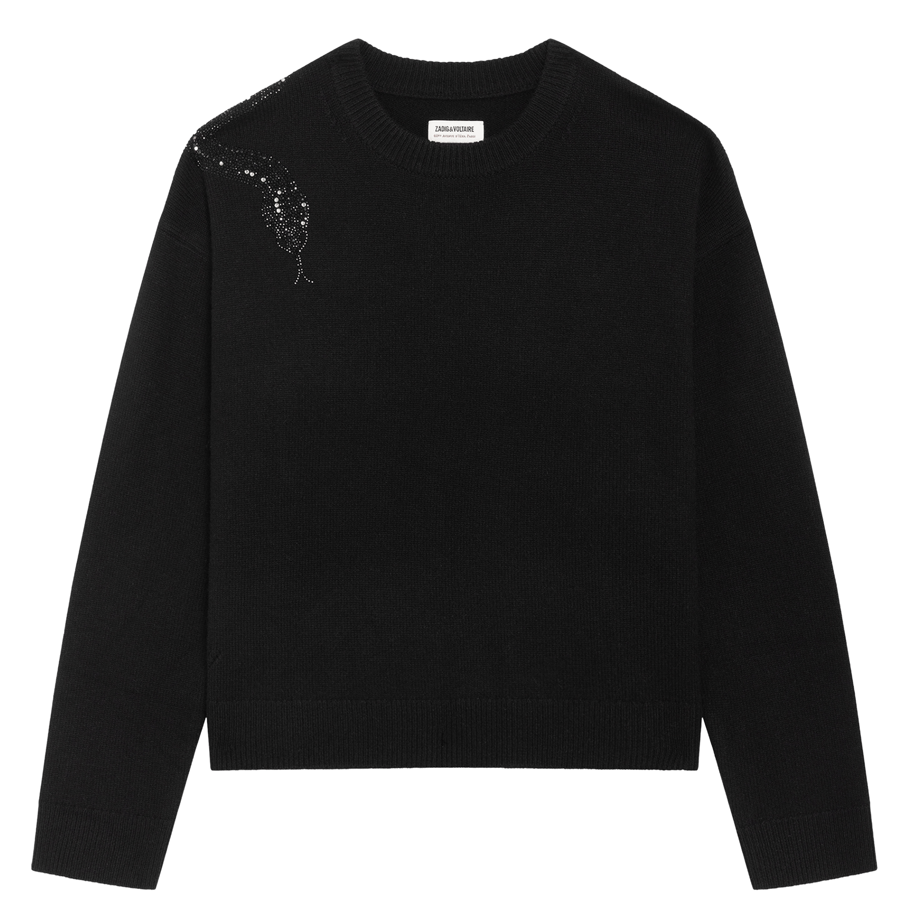 Rechte broek met strass van wol en kasjmier markuz ZADIG&VOLTAIRE Zwart