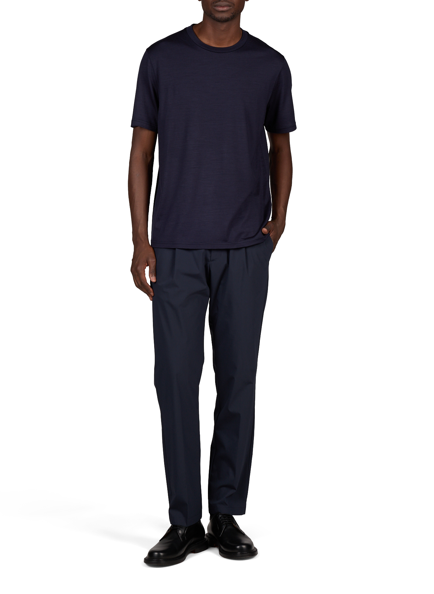 Straight pants with pleats and elastic waistband HERNO Blue