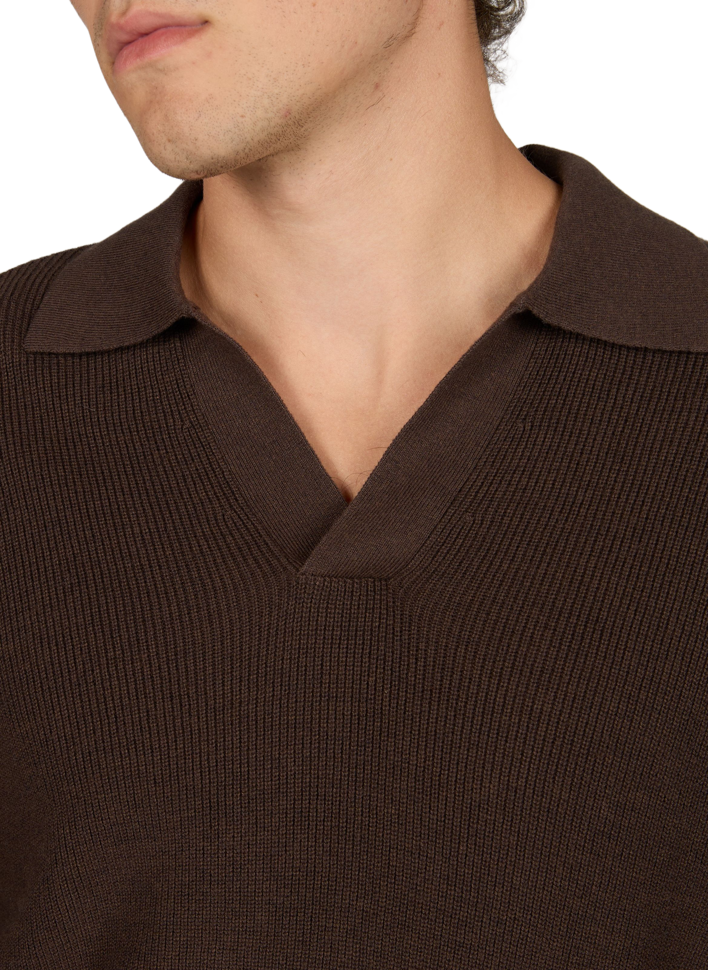 Pullover mit einfarbigem Polokragen NN.07 Braun
