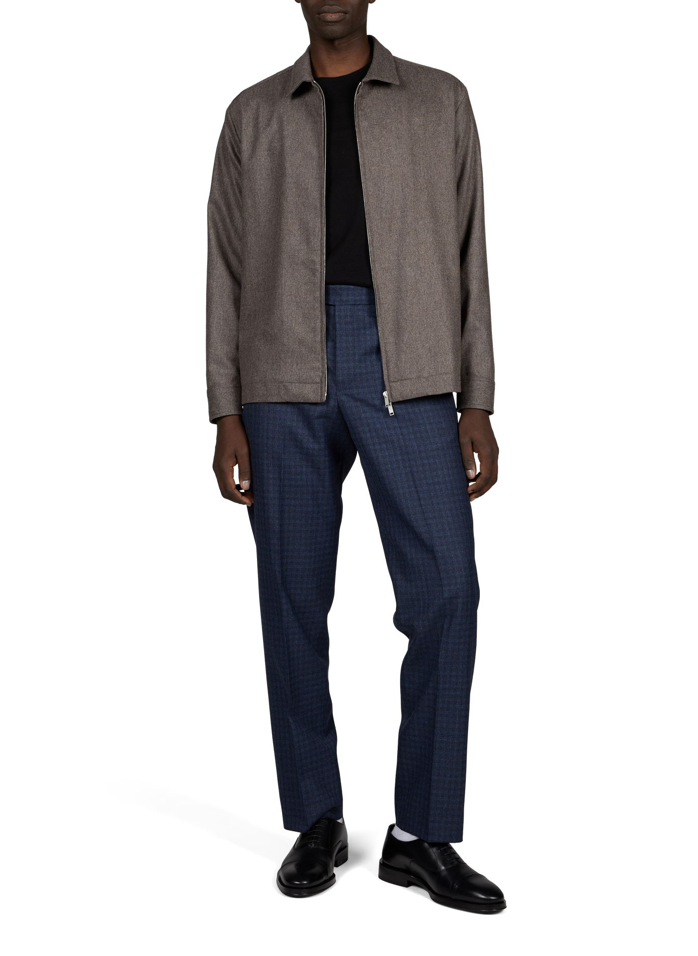 Straight-cut zip-up jacket in a wool blend PT01 Brown