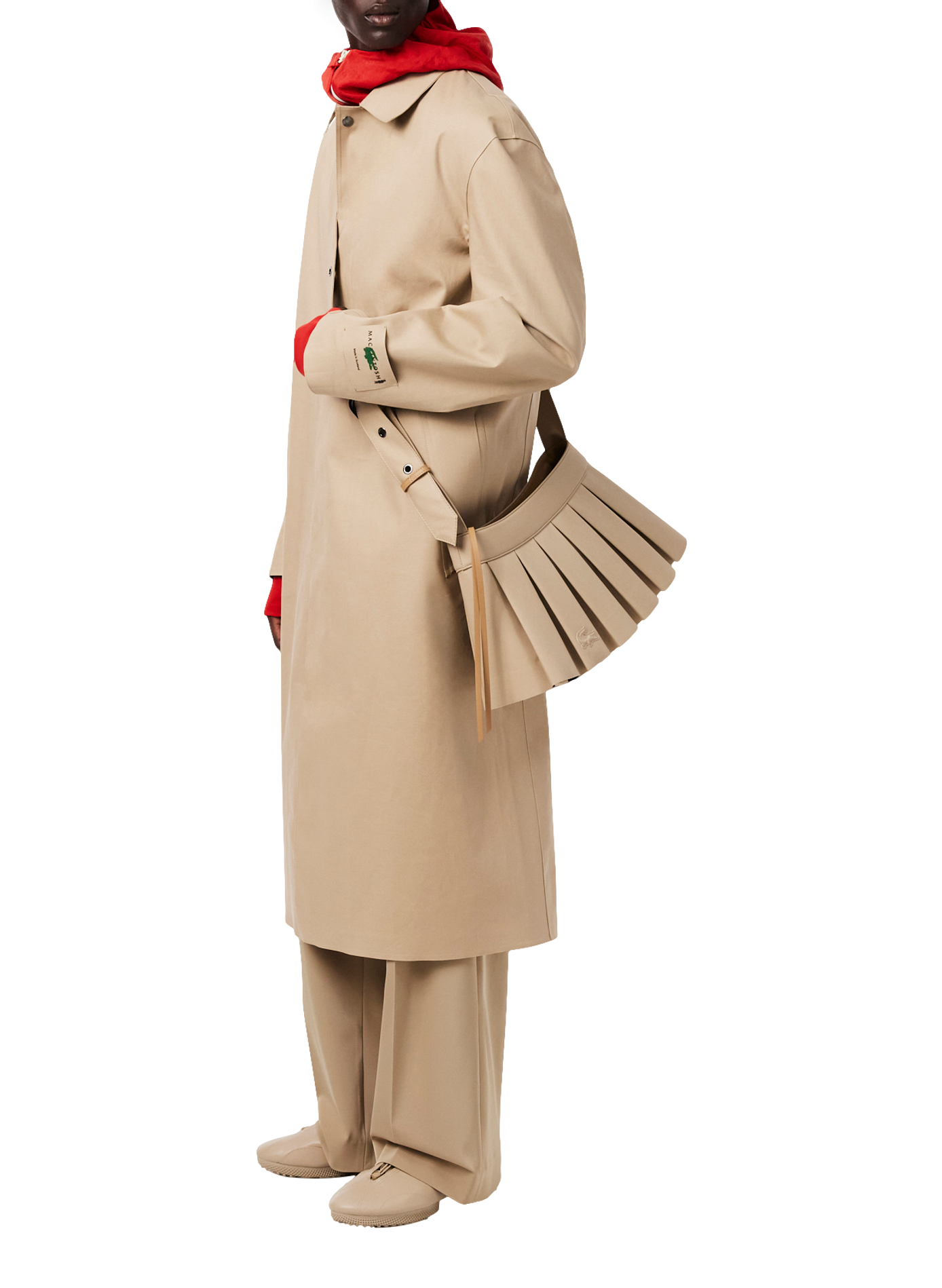 Langer, weiter einfarbiger Mantel LACOSTE Beige
