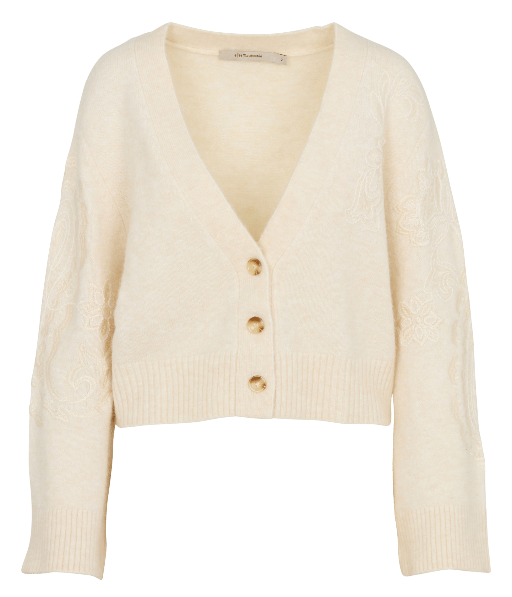 Kort recht vest met V-hals LA FEE MARABOUTEE Wit