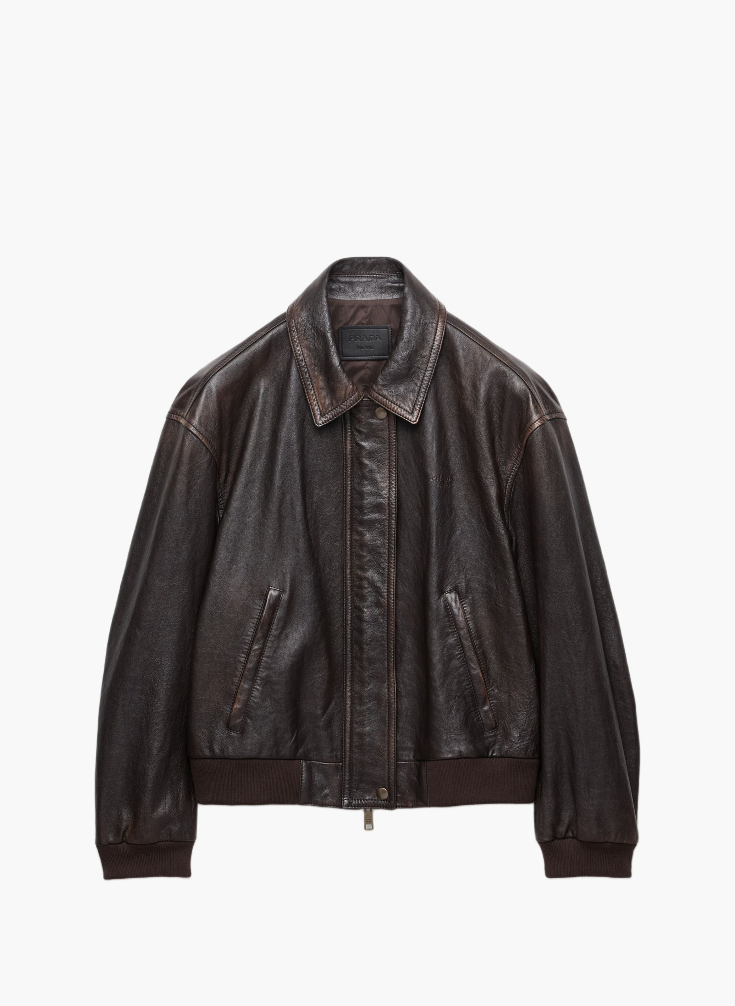 Veste en cuir nappa PRADA Marron