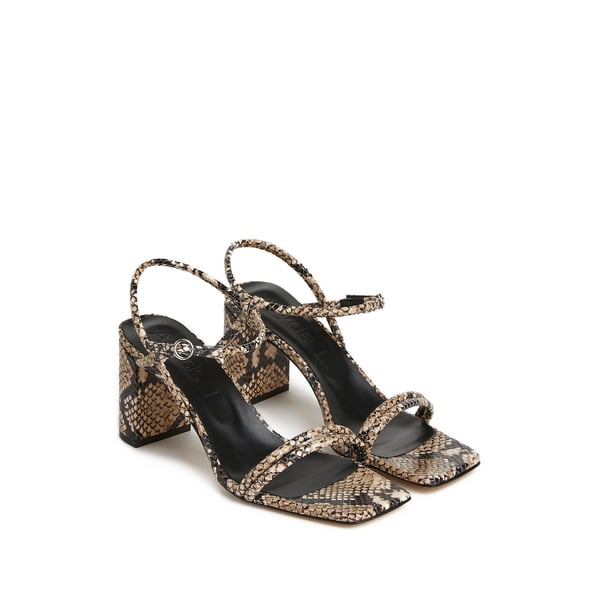 Sandales Square Toe Thin en cuir embossé