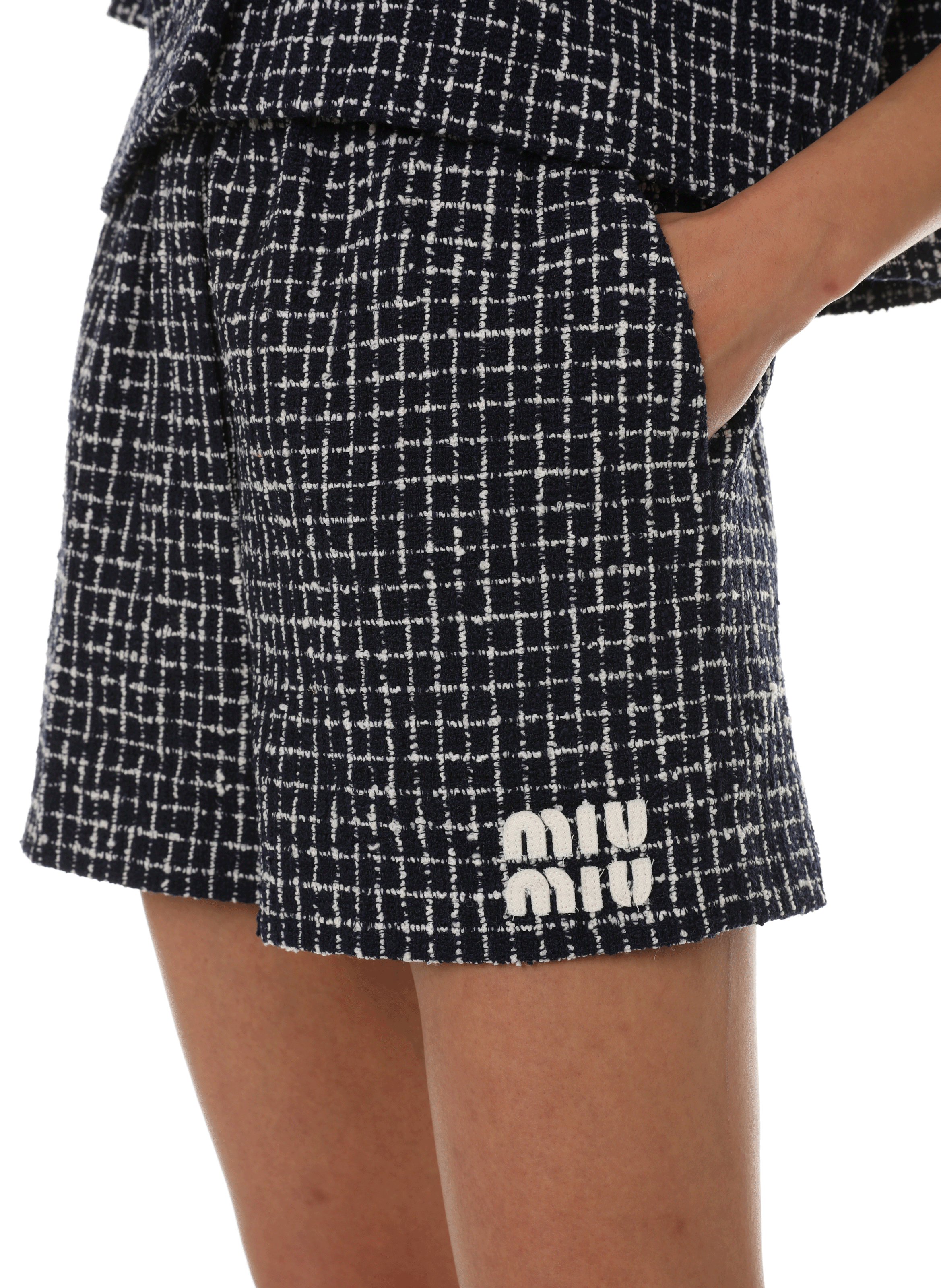 Short en tweed à carreaux en laine MIU MIU Multicolore