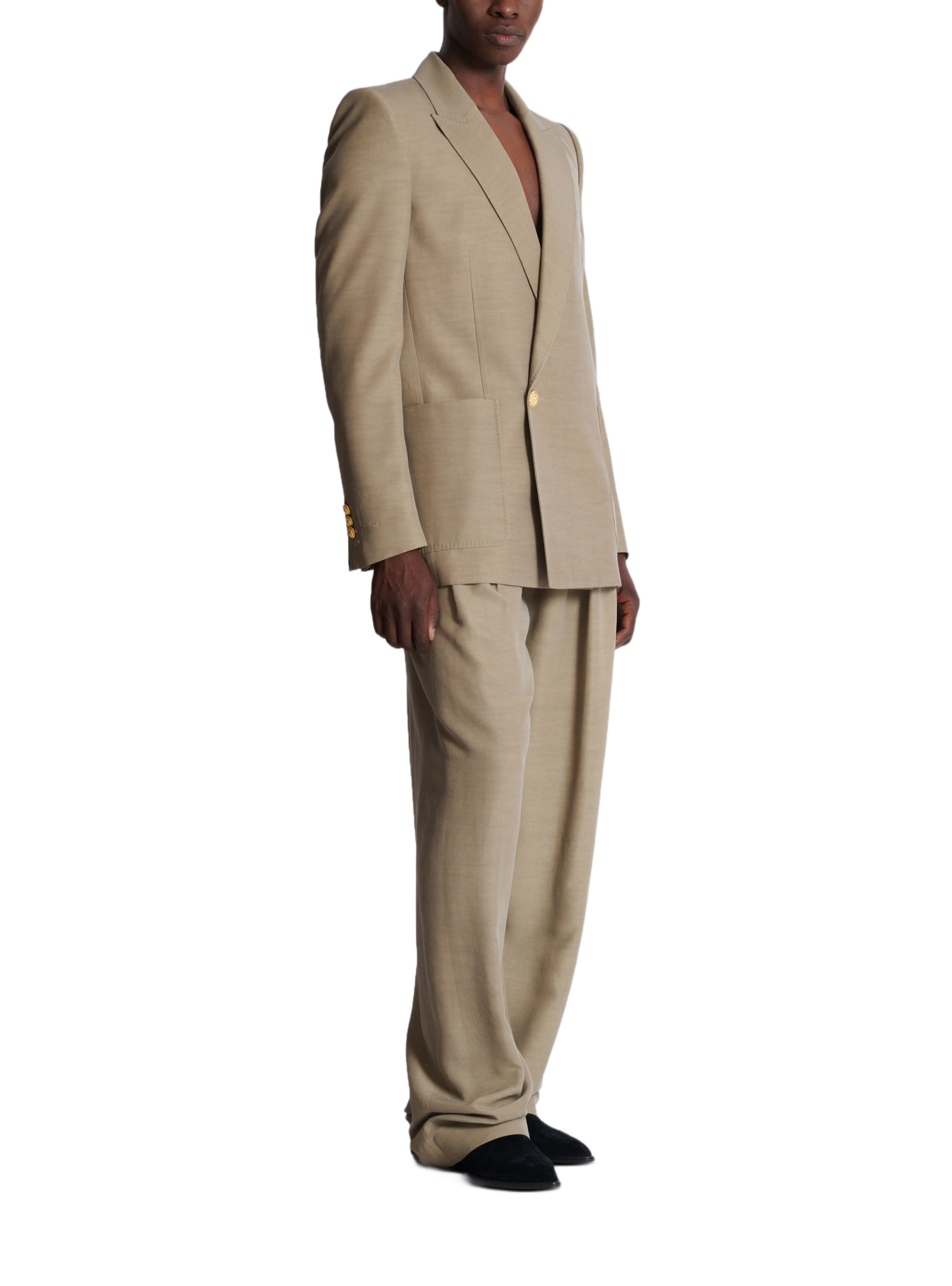 Veste de tailleur 1 bouton en cupro BALMAIN Marron